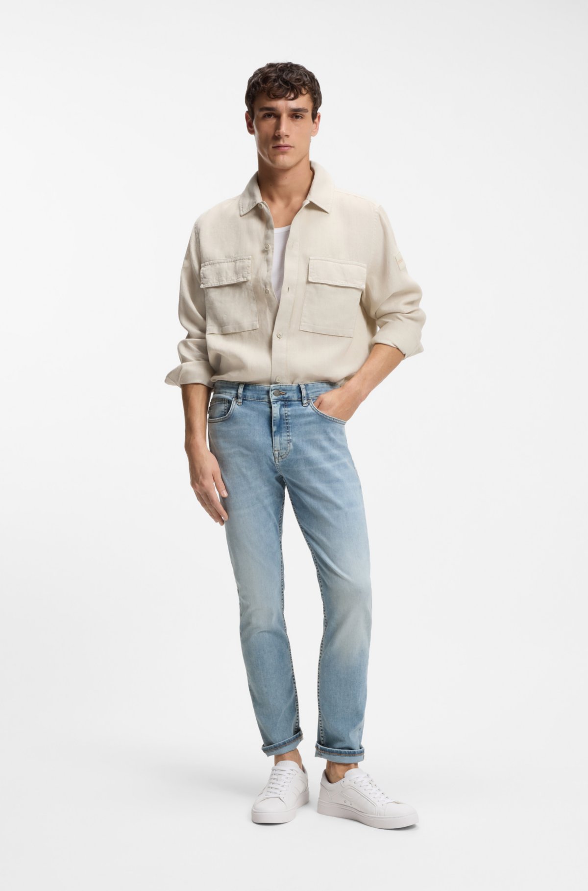 Pantalones vaqueros ajustados de Delaware en denim azul soft-motion