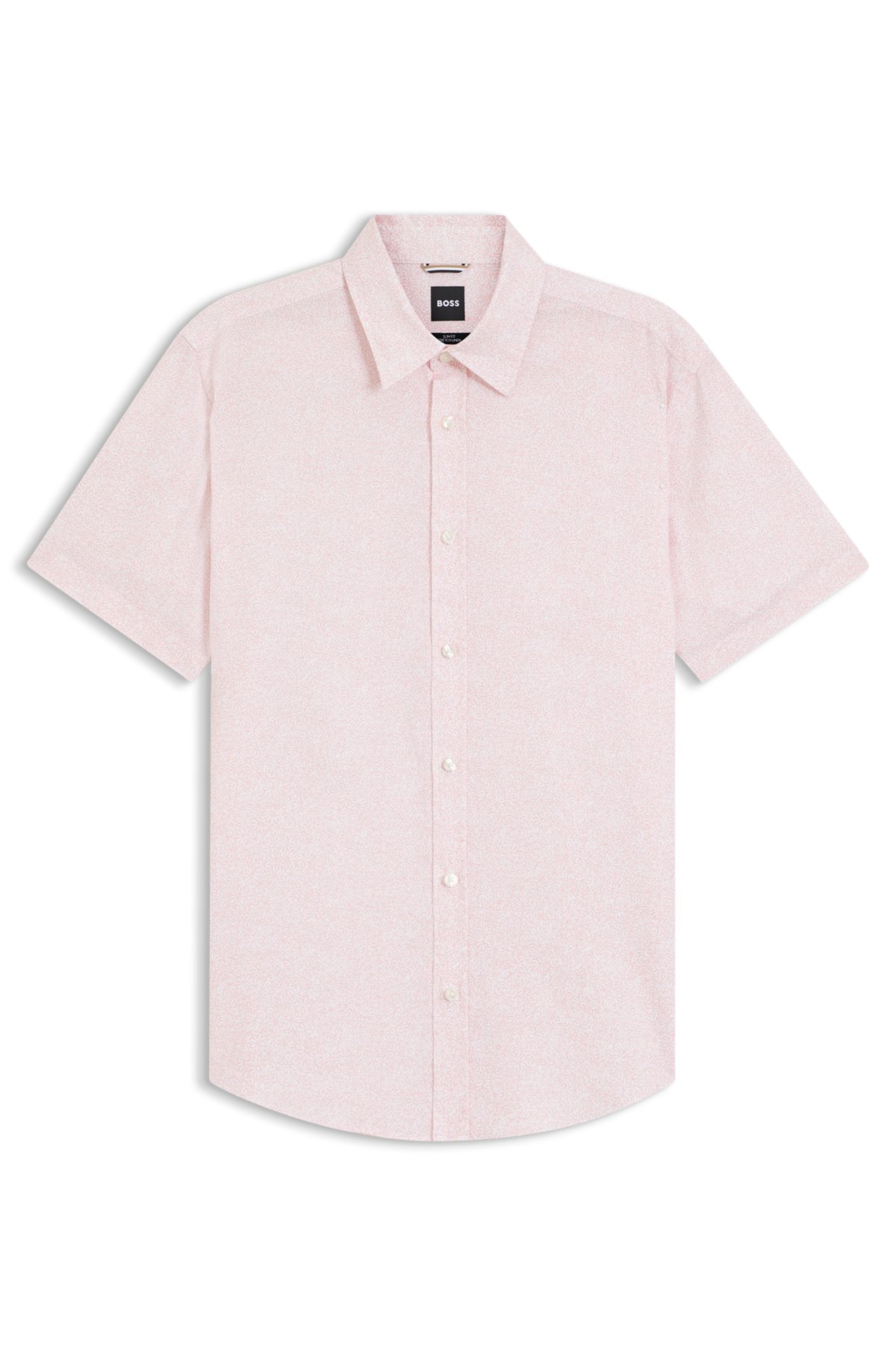 Camisa de corte ajustado con estampado floral en lino elástico