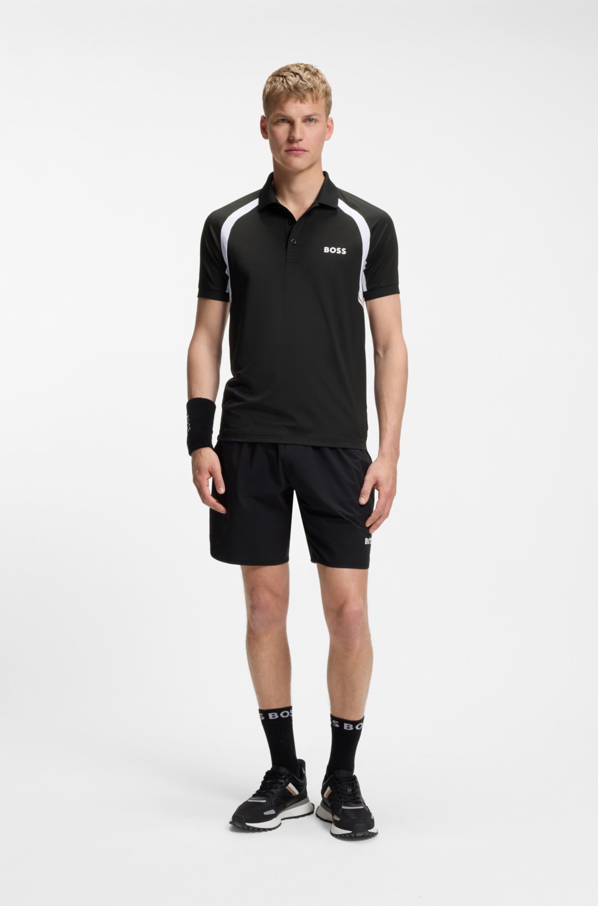 Camiseta polo ajustada activa de secado rápido con estiramiento en cuatro direcciones
