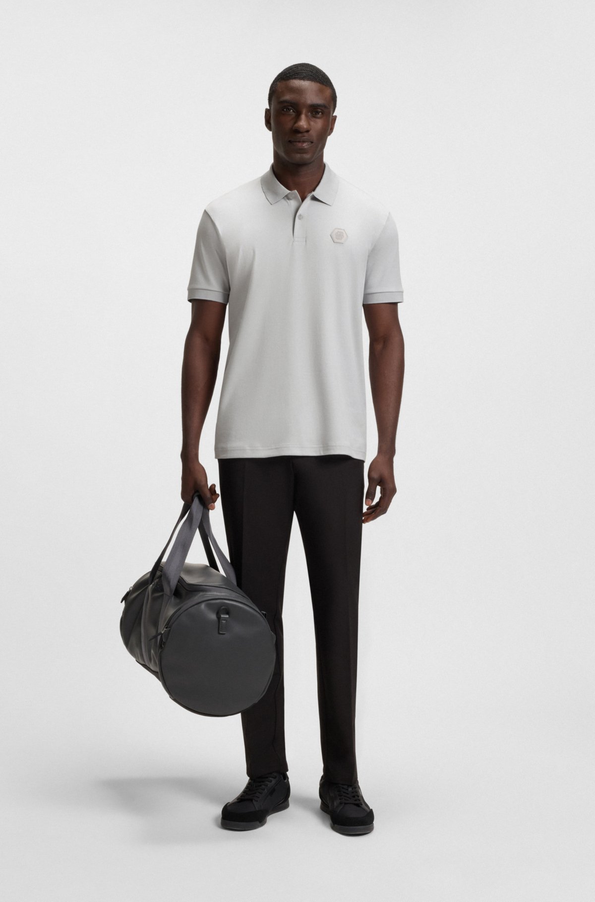Camiseta de piqué de algodón Pima con monograma Double B