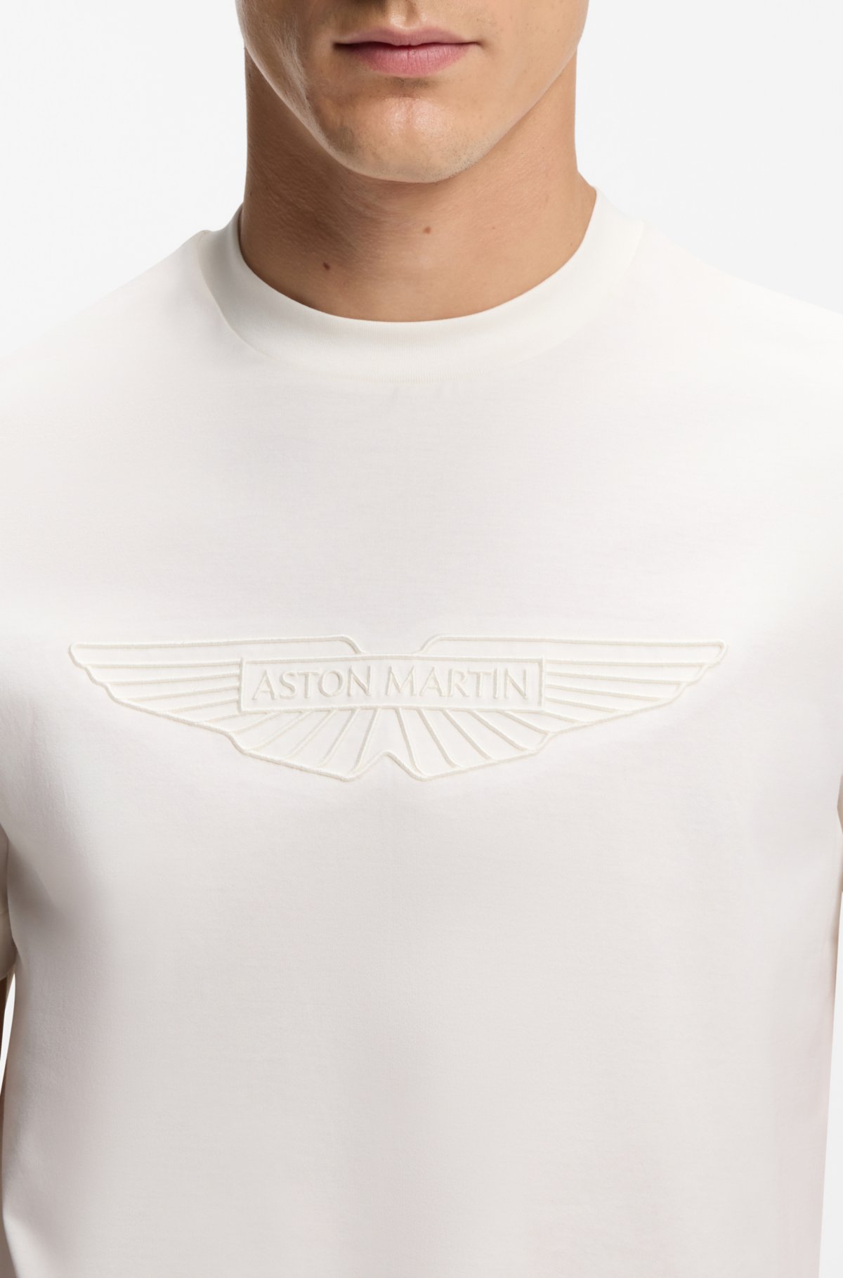 Camiseta de algodón mercerizado BOSS x ASTON MARTIN con detalle de ala