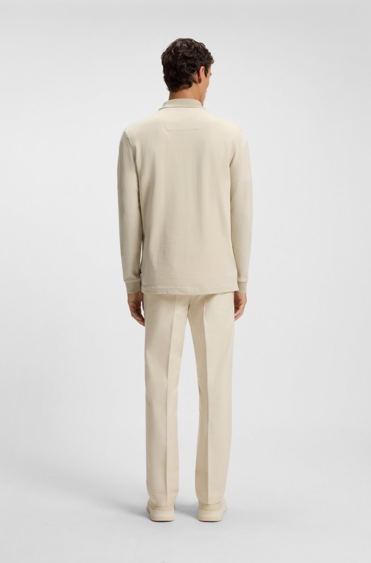 Camiseta de piqué de algodón mercerizado con estructura bicolor