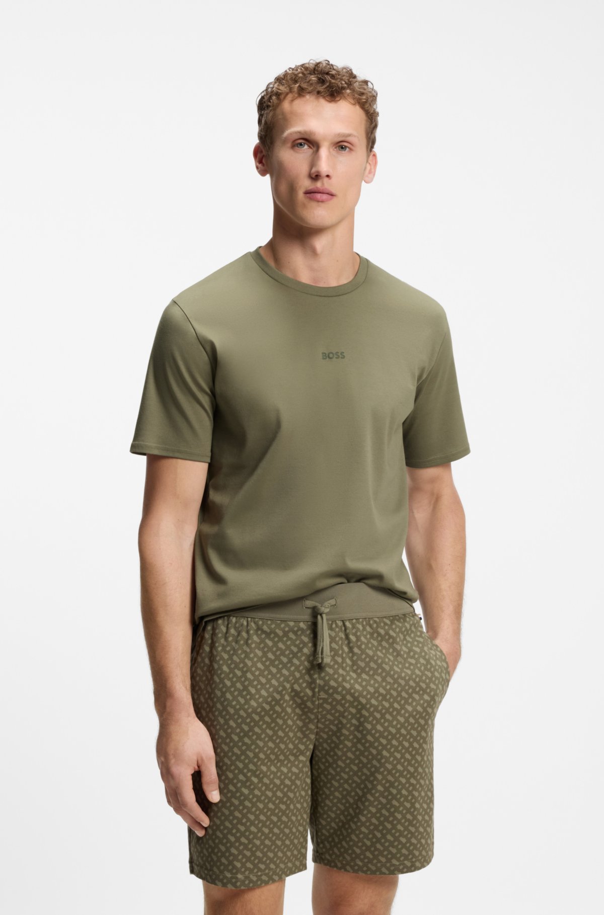 Conjunto de pijama de dos piezas con marca en algodón interlock