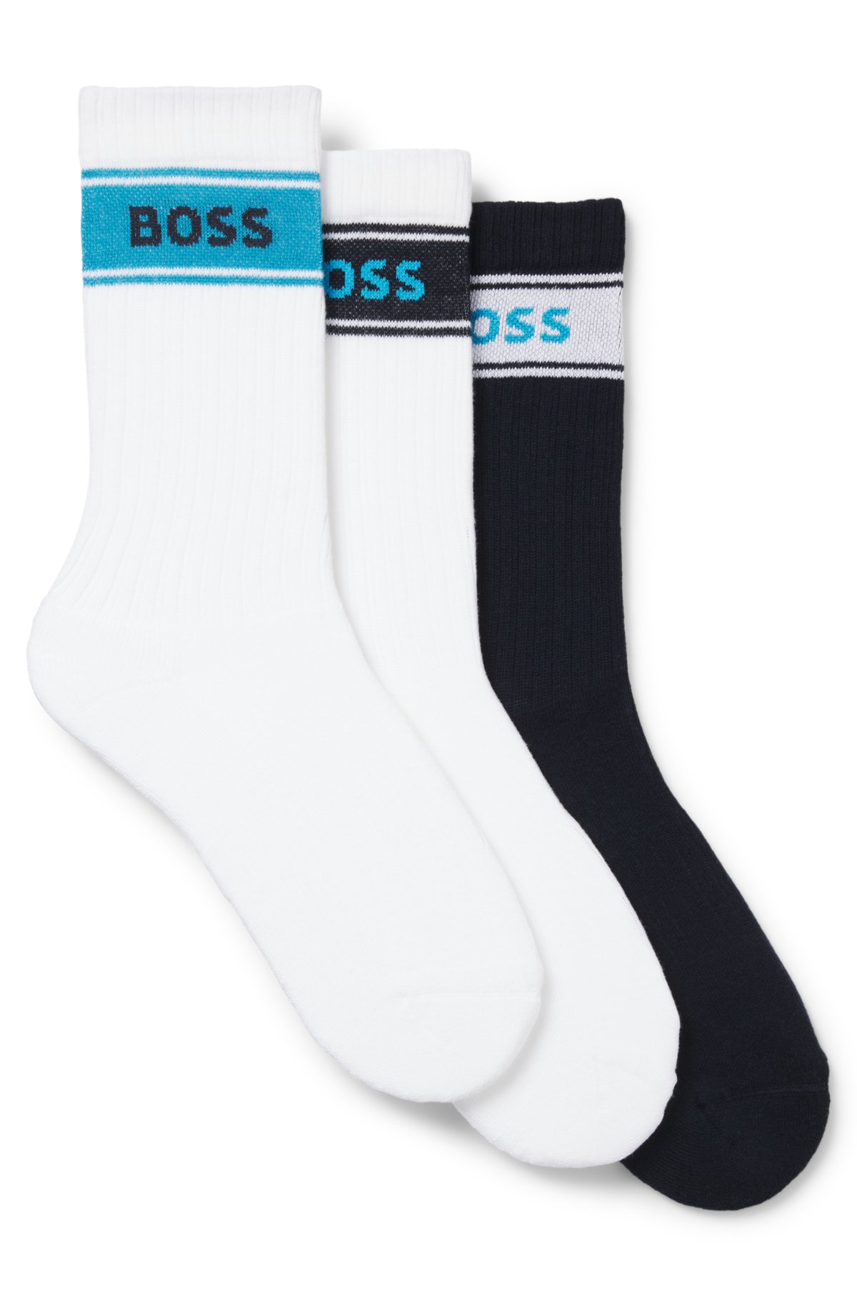 Juego de tres calcetines con detalles de logo en longitud corta