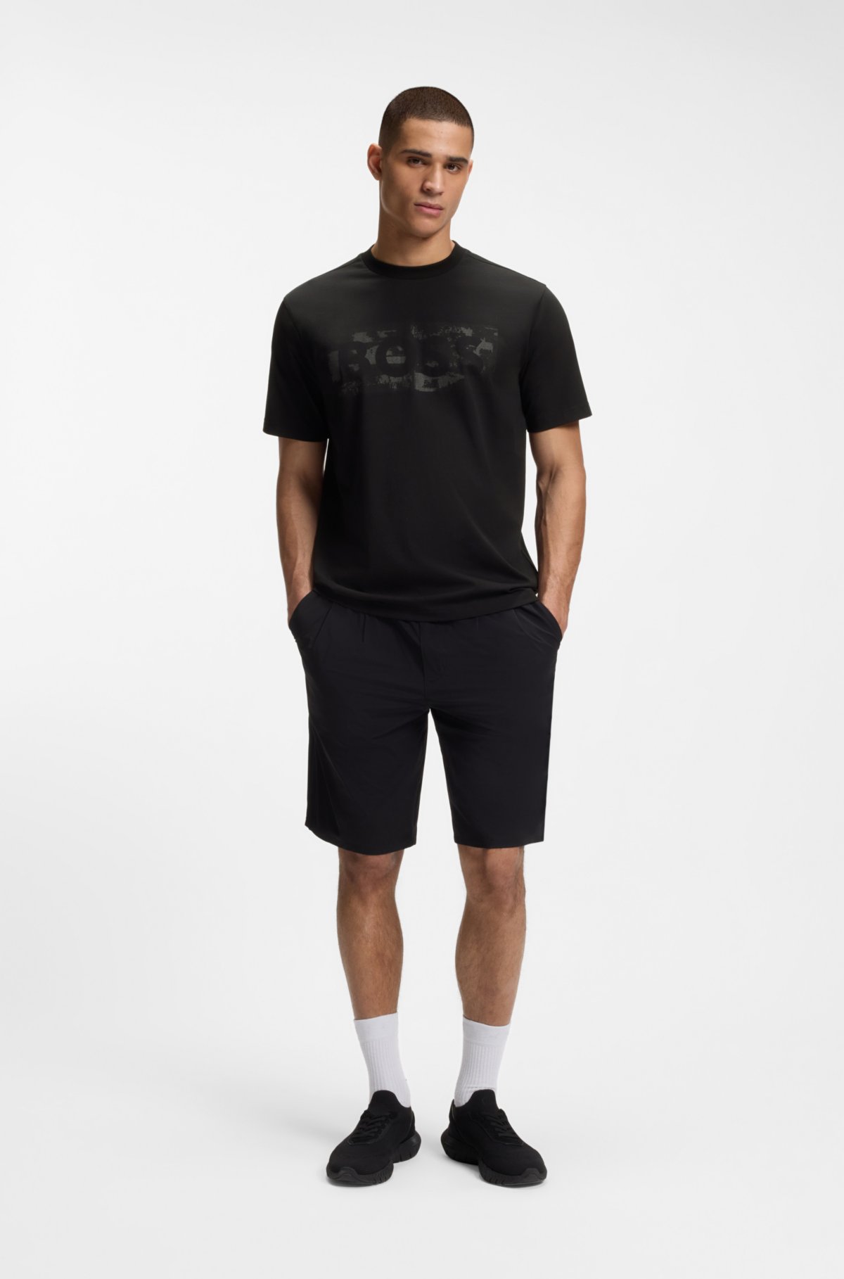 Camiseta de arte gráfico con logo en algodón elástico