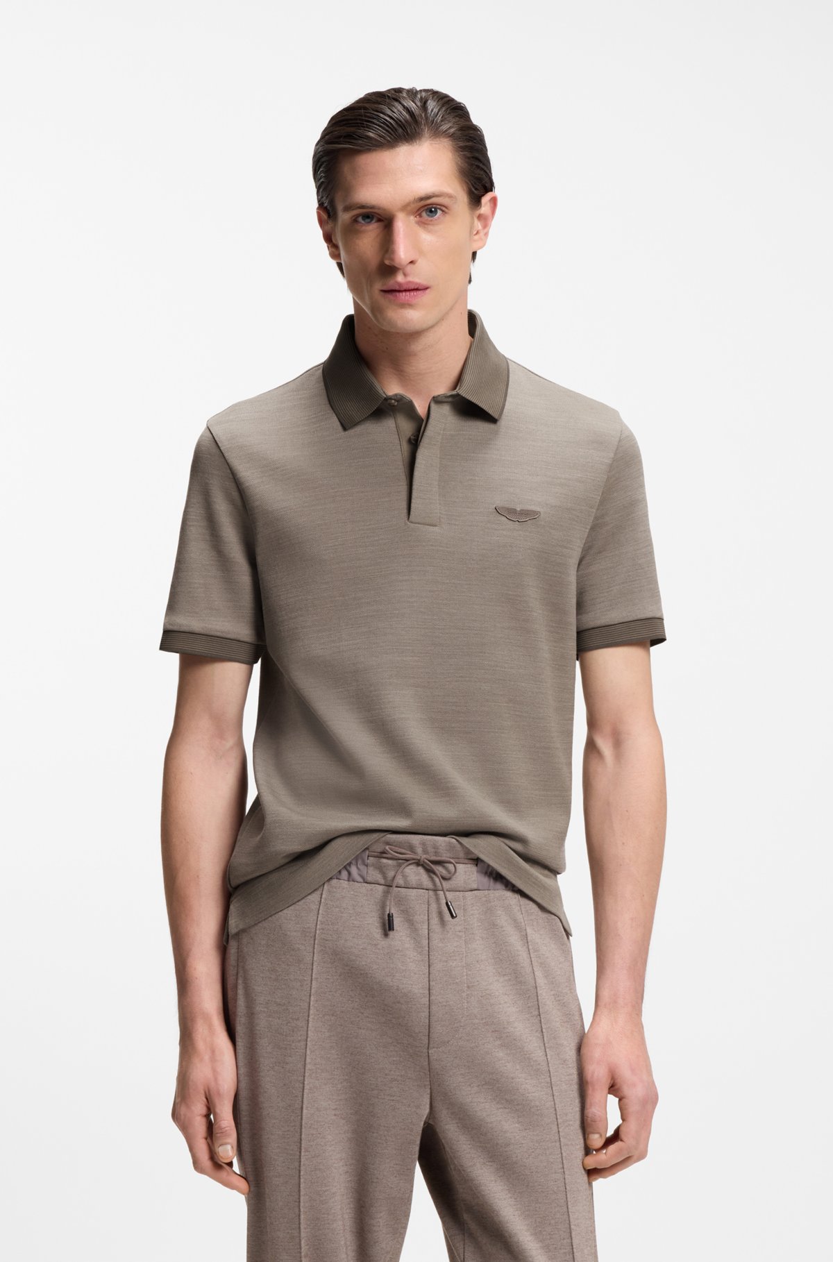 Camiseta BOSS x ASTON MARTIN en piqué de algodón y lana