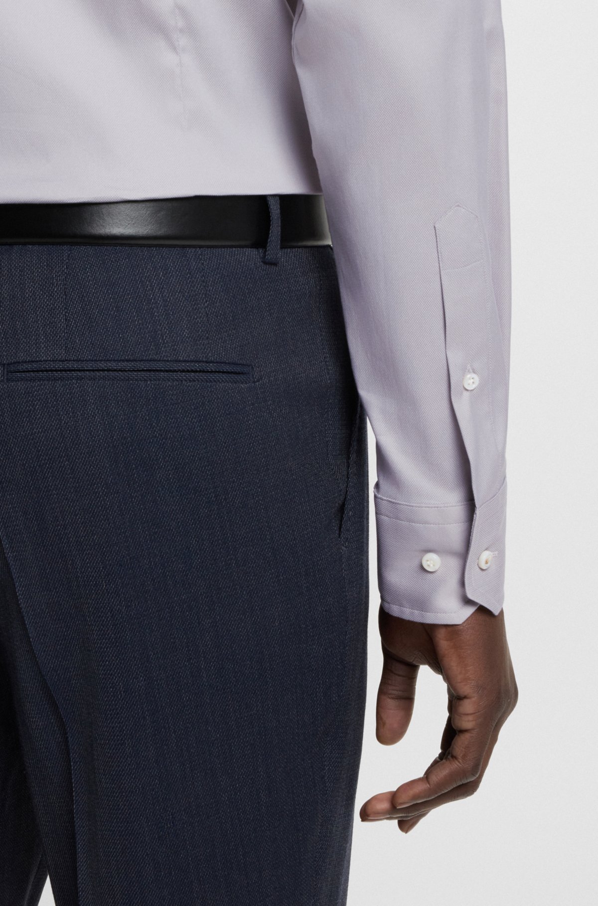 Camisa ajustada de mezcla de algodón italiano