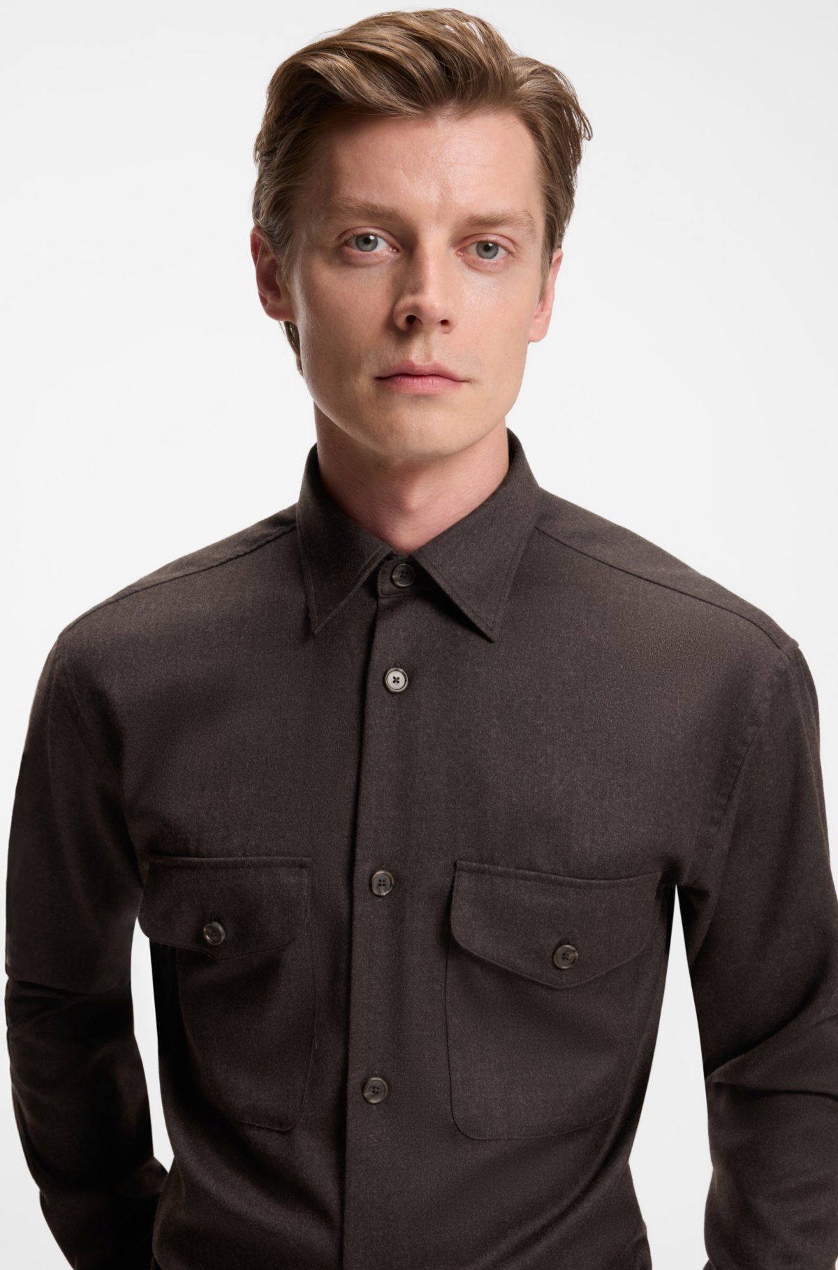 Camisa BECKHAM x BOSS con corte relajado de lana virgen