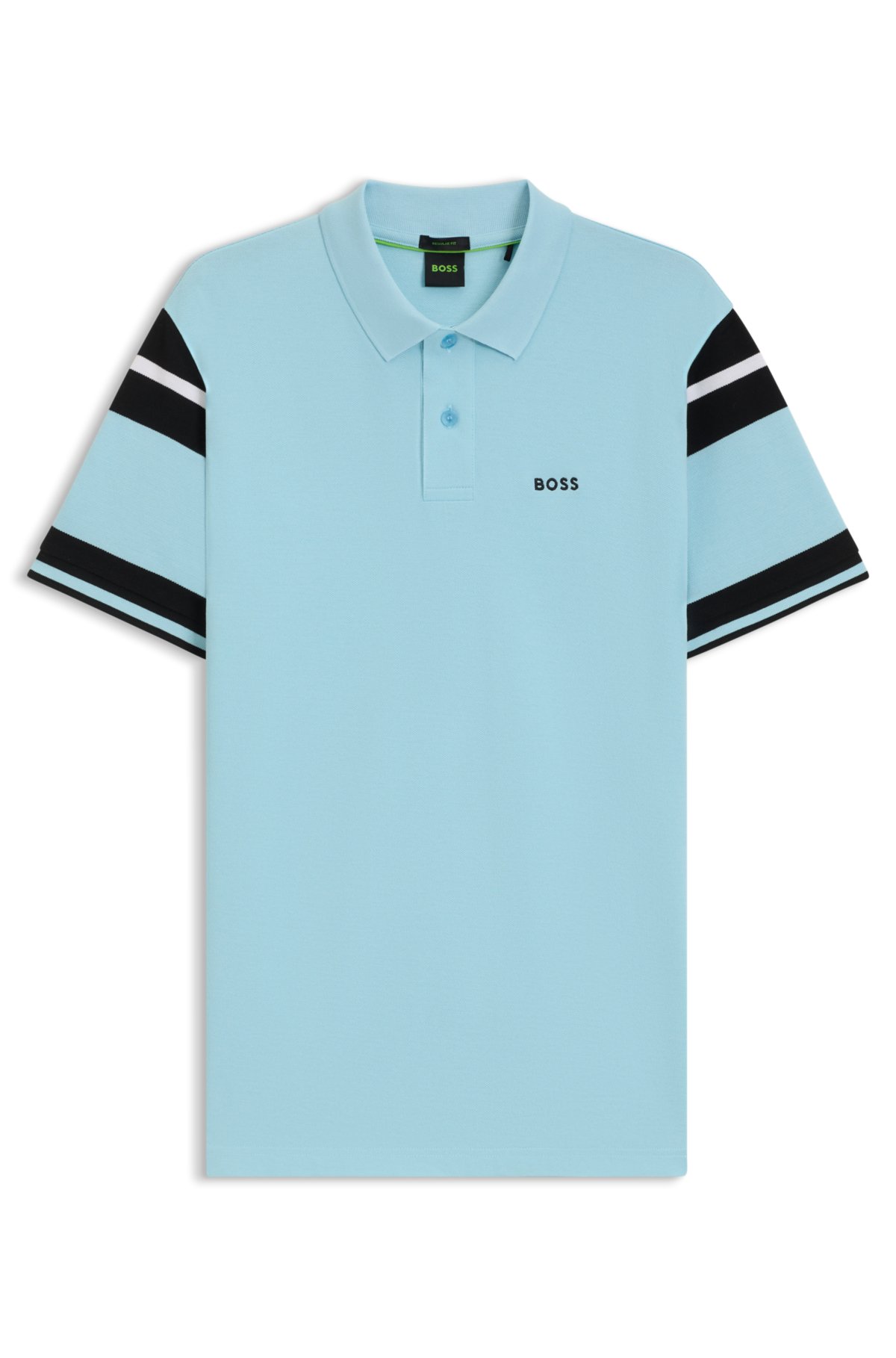 Camiseta polo con rayas bloqueadas en piqué de algodón
