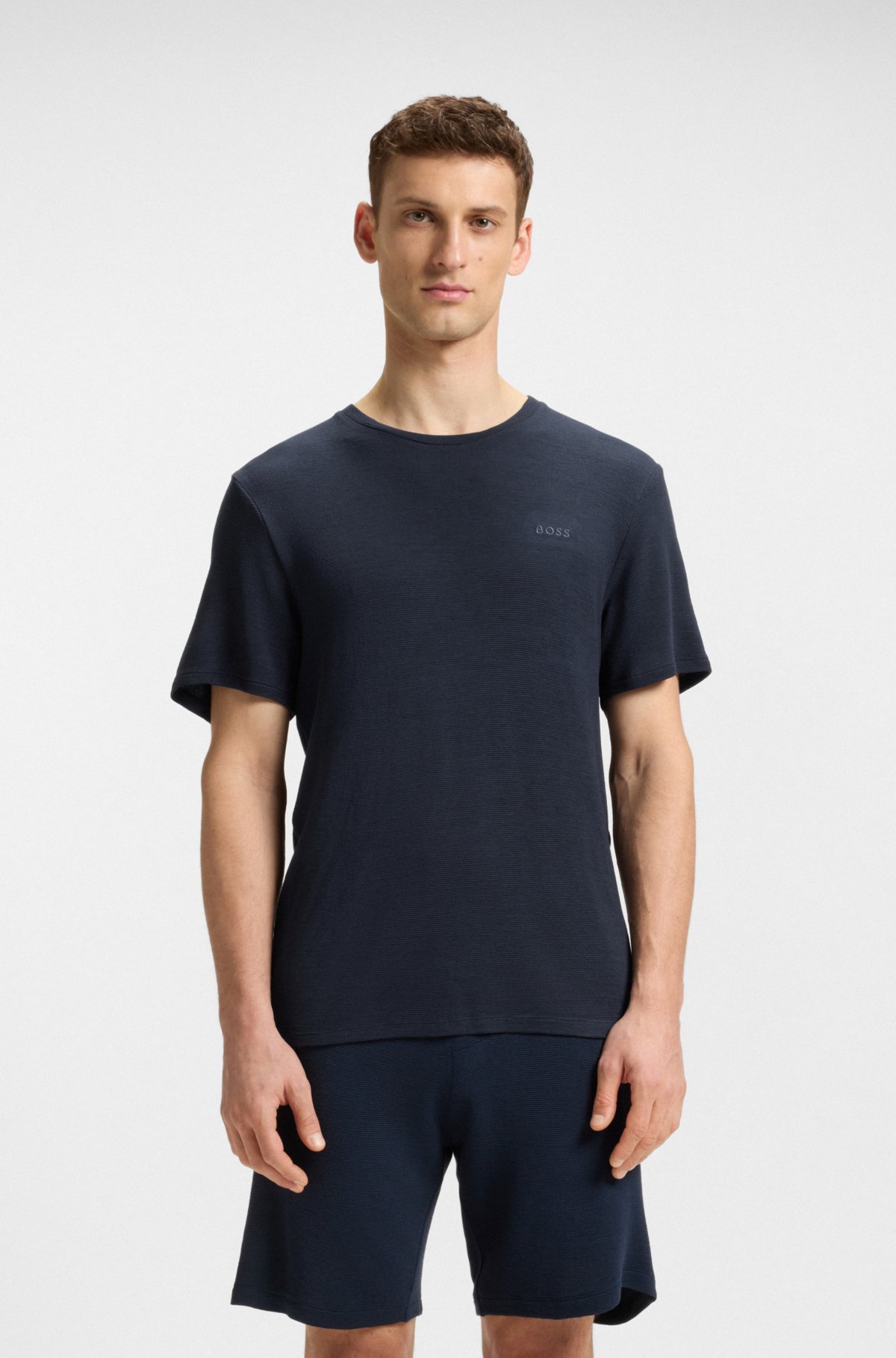 Camiseta de pijama con logo bordado en jersey elástico