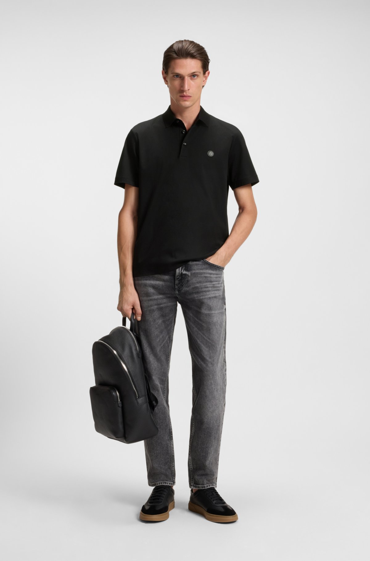Camiseta de polo con doble monograma en algodón mercerizado