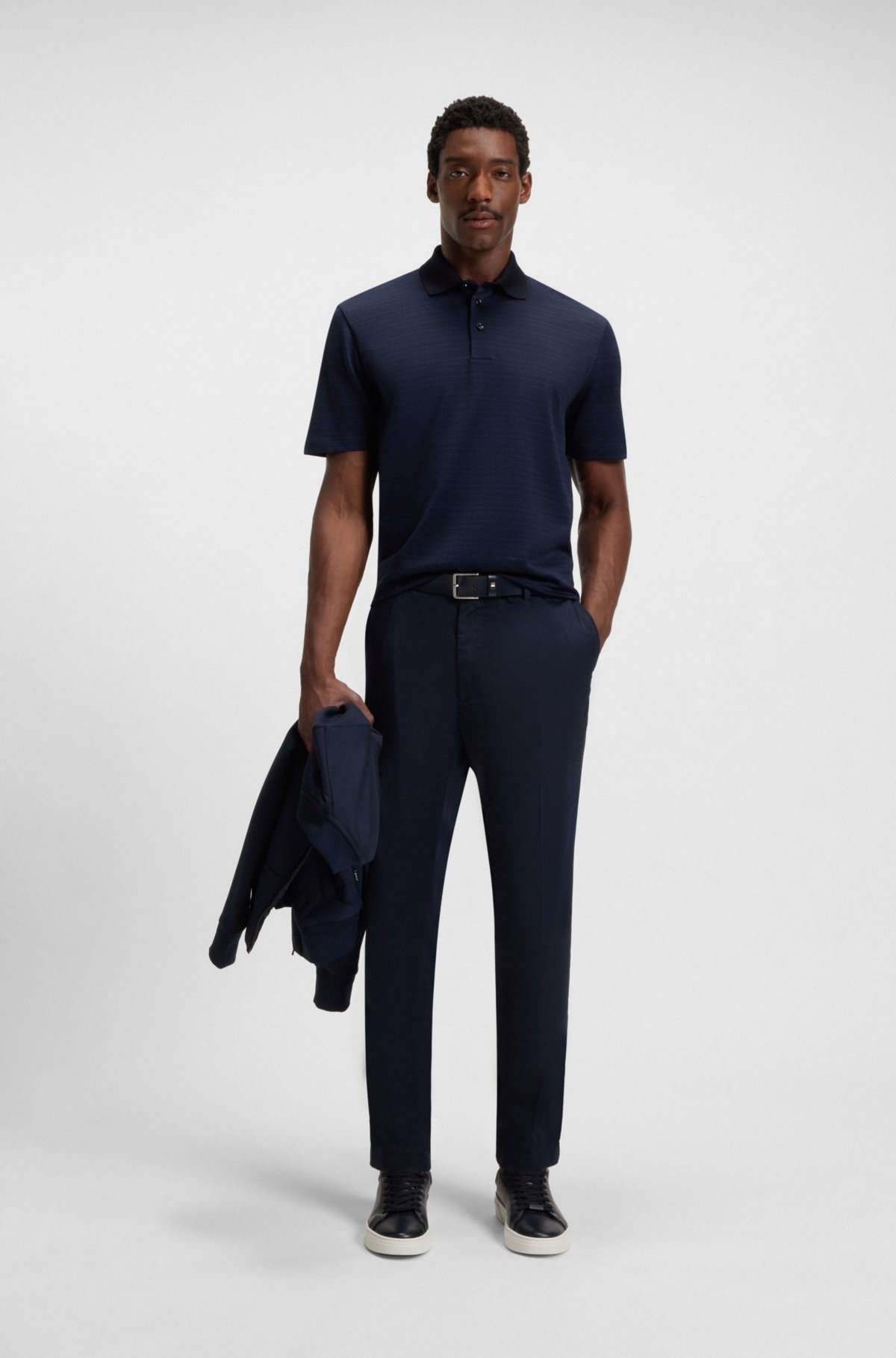Camiseta polo con estampado de cuadrícula en algodón mercerizado