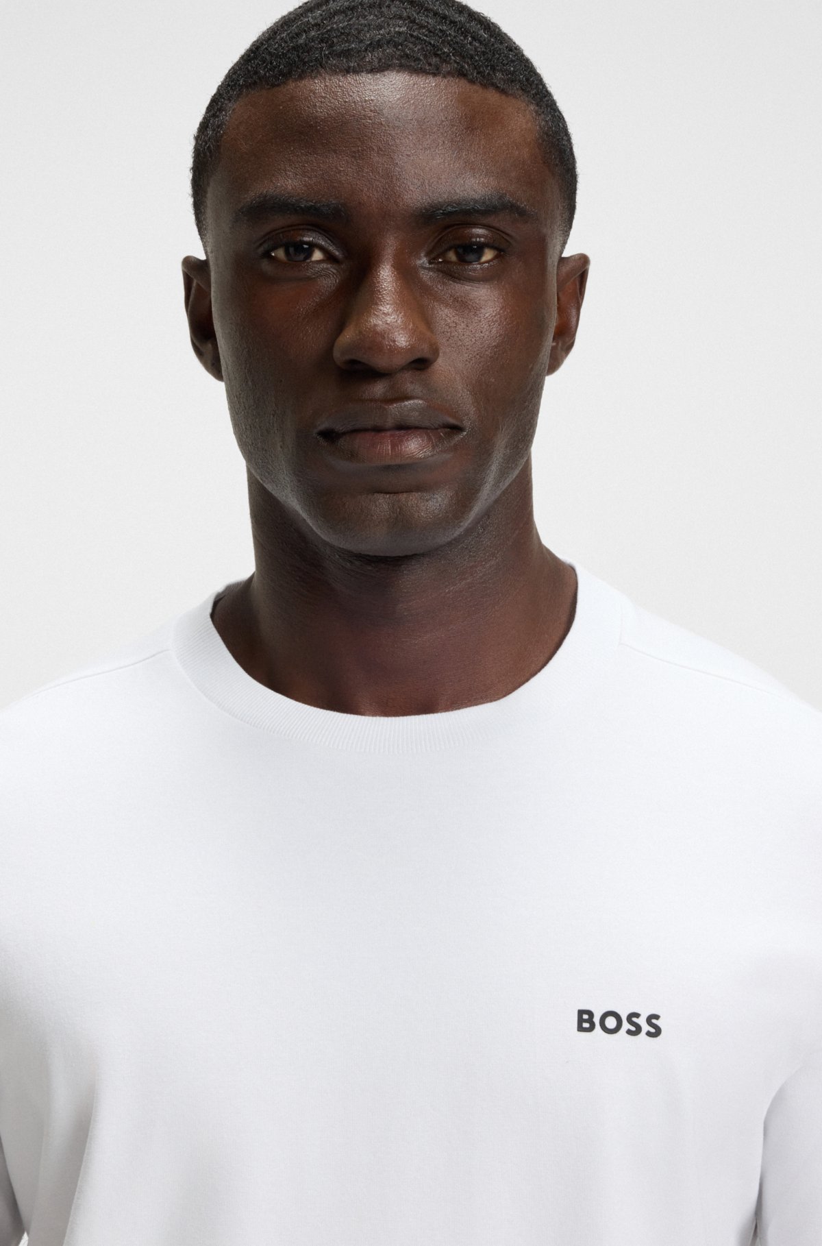 Camiseta de algodón elástico con detalle de logo