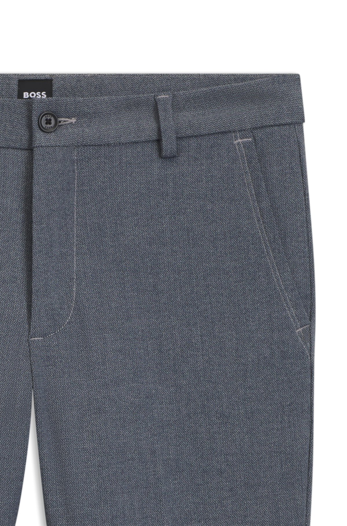 Pantalones entretelados de corte ajustado en tejido elástico dobby