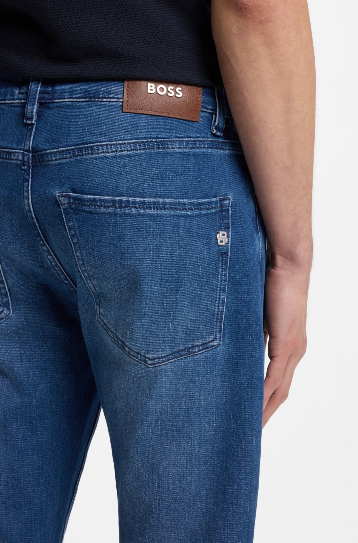 Pantalones vaqueros azules ajustados con tejido de denim de tacto a cachemira
