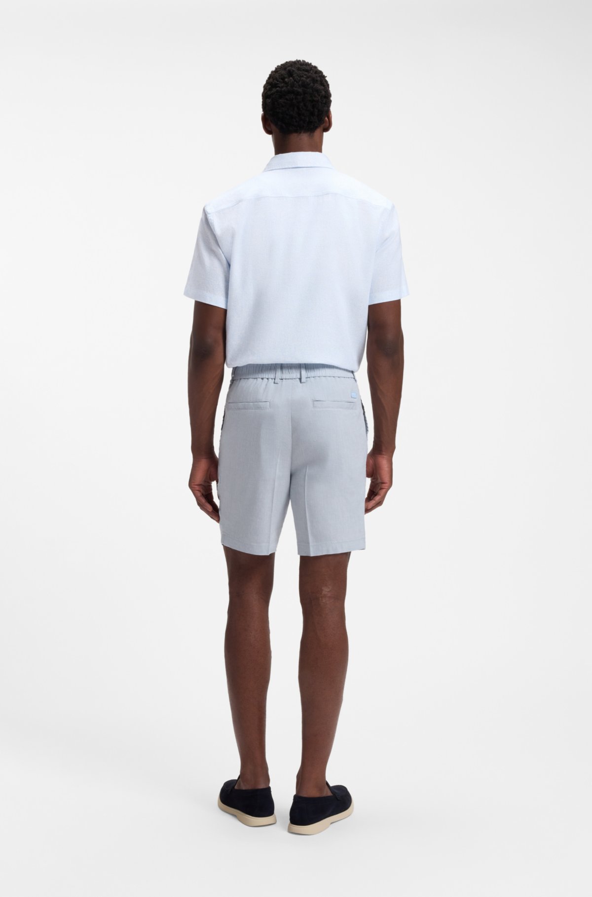 Pantalones cortos de mezcla de lino con corte moderno