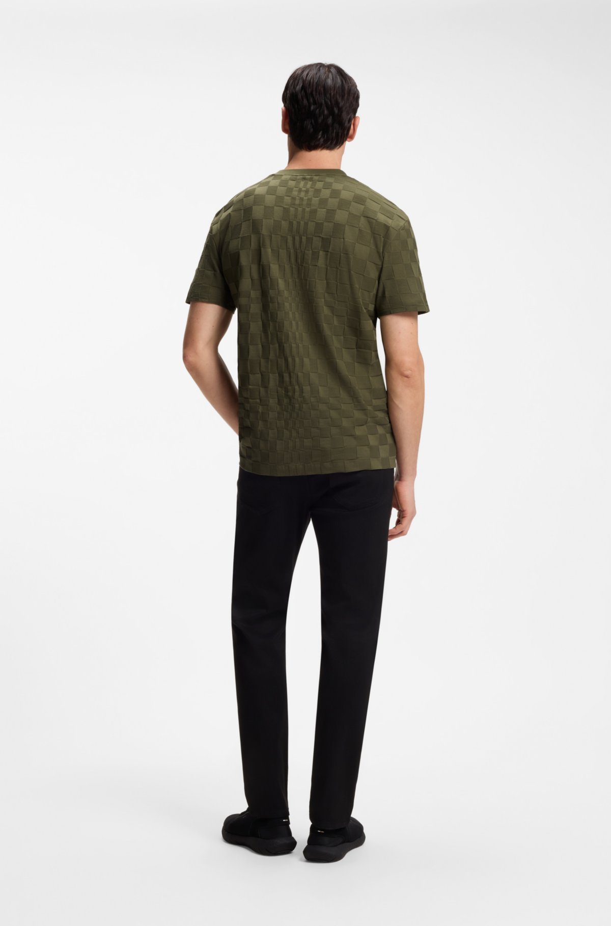 Camiseta para hombre Porsche x BOSS de algodón jacquard con corte relajado