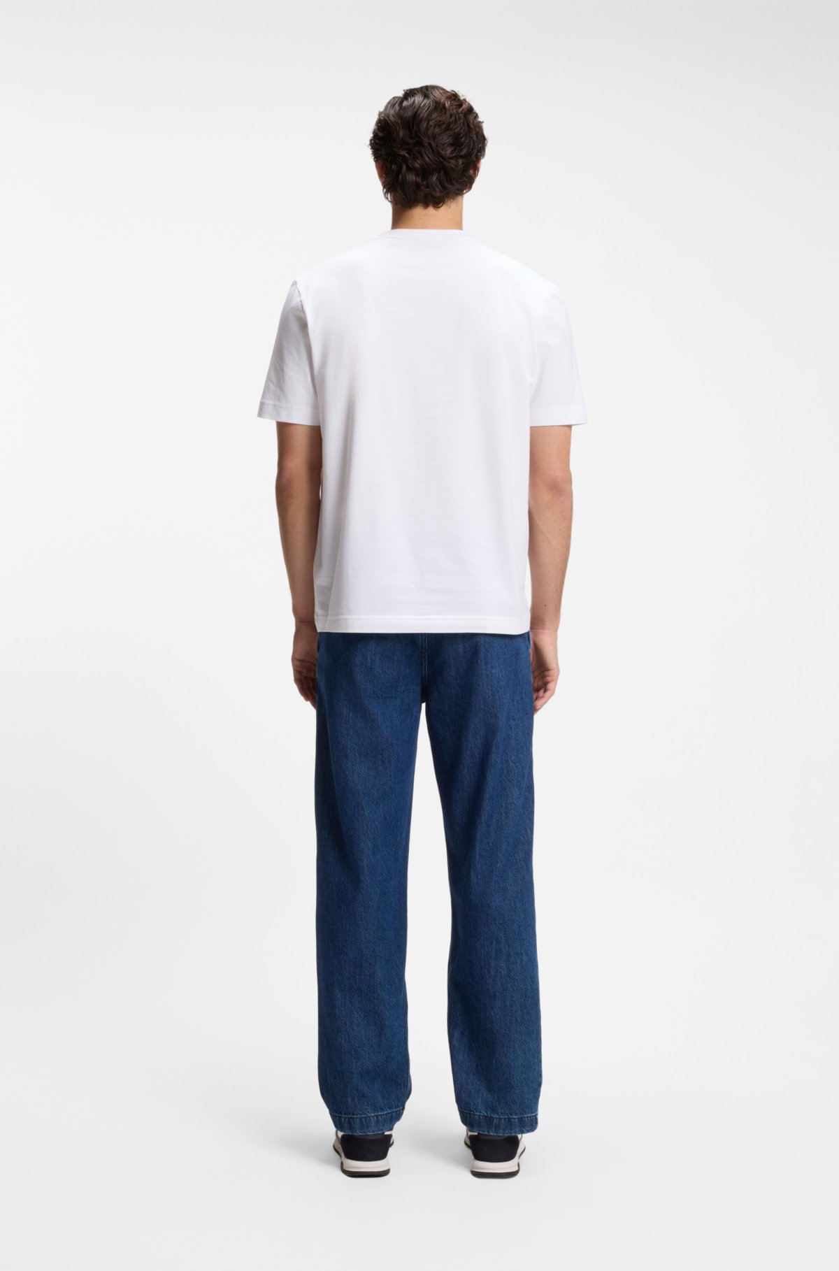 Camiseta de algodón elástico con logotipo contrastante