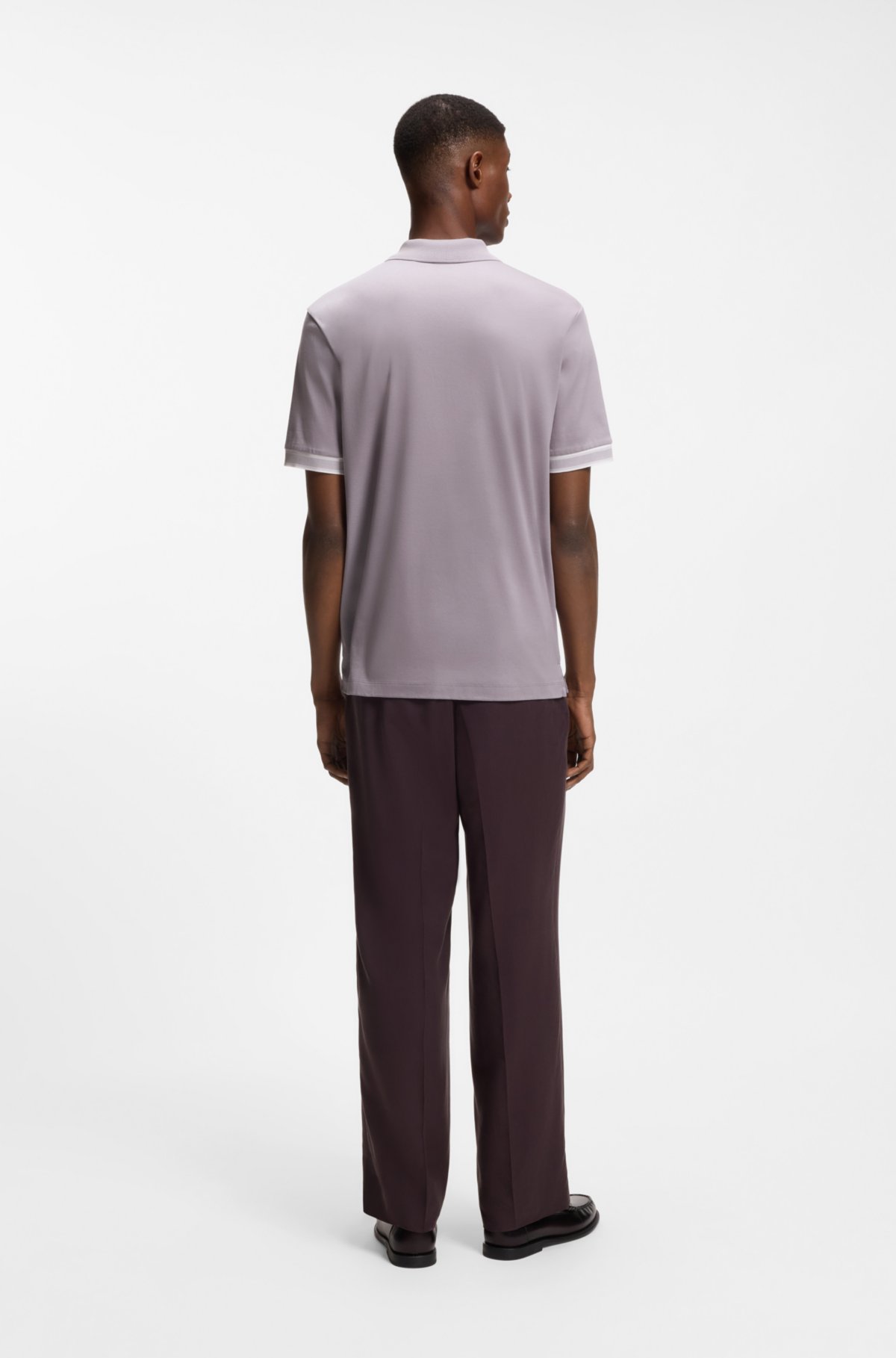 Camiseta polo con detalles de rayas en algodón mercerizado