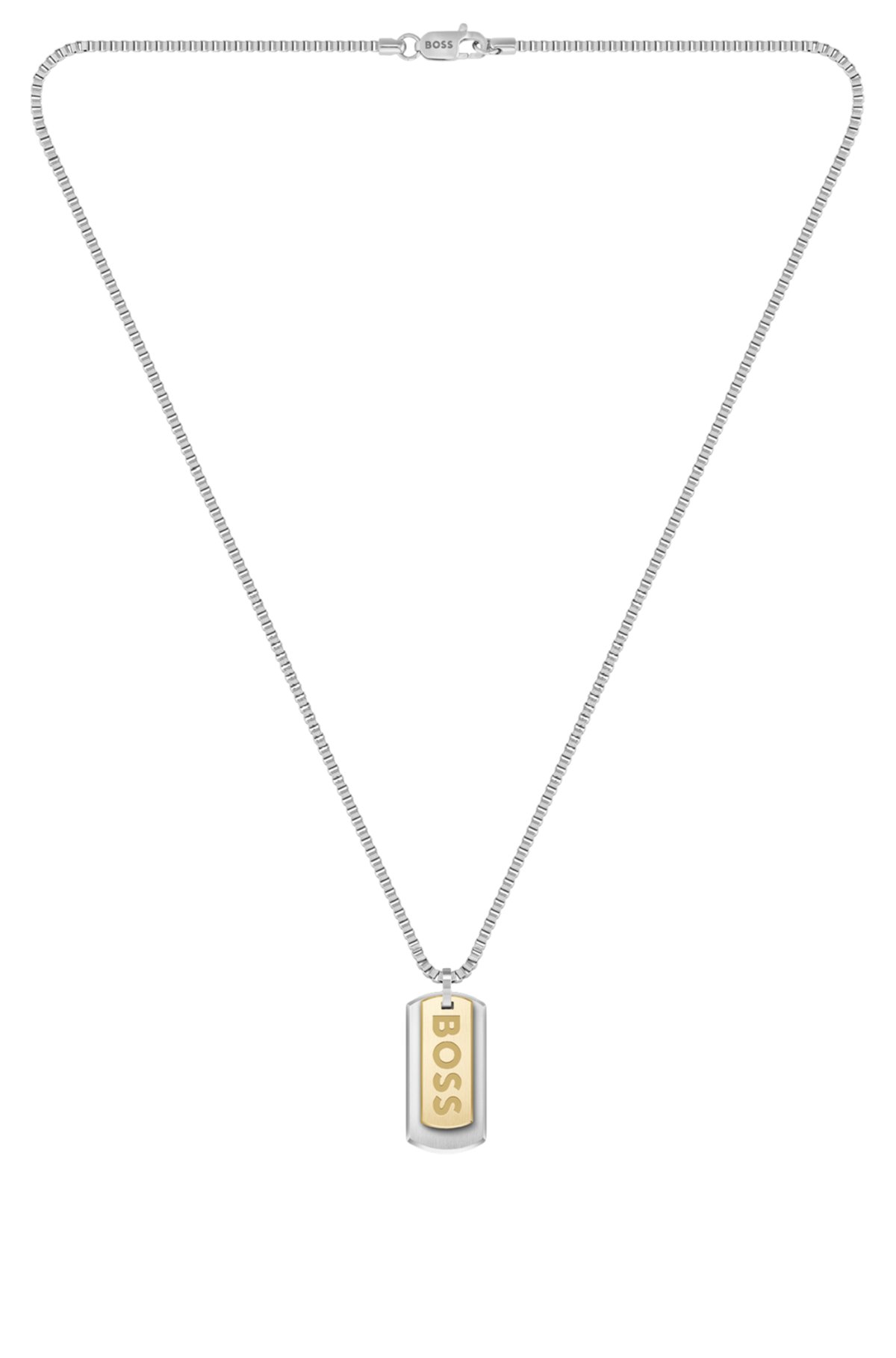 Collar de cadena con colgante de doble etiqueta con marca