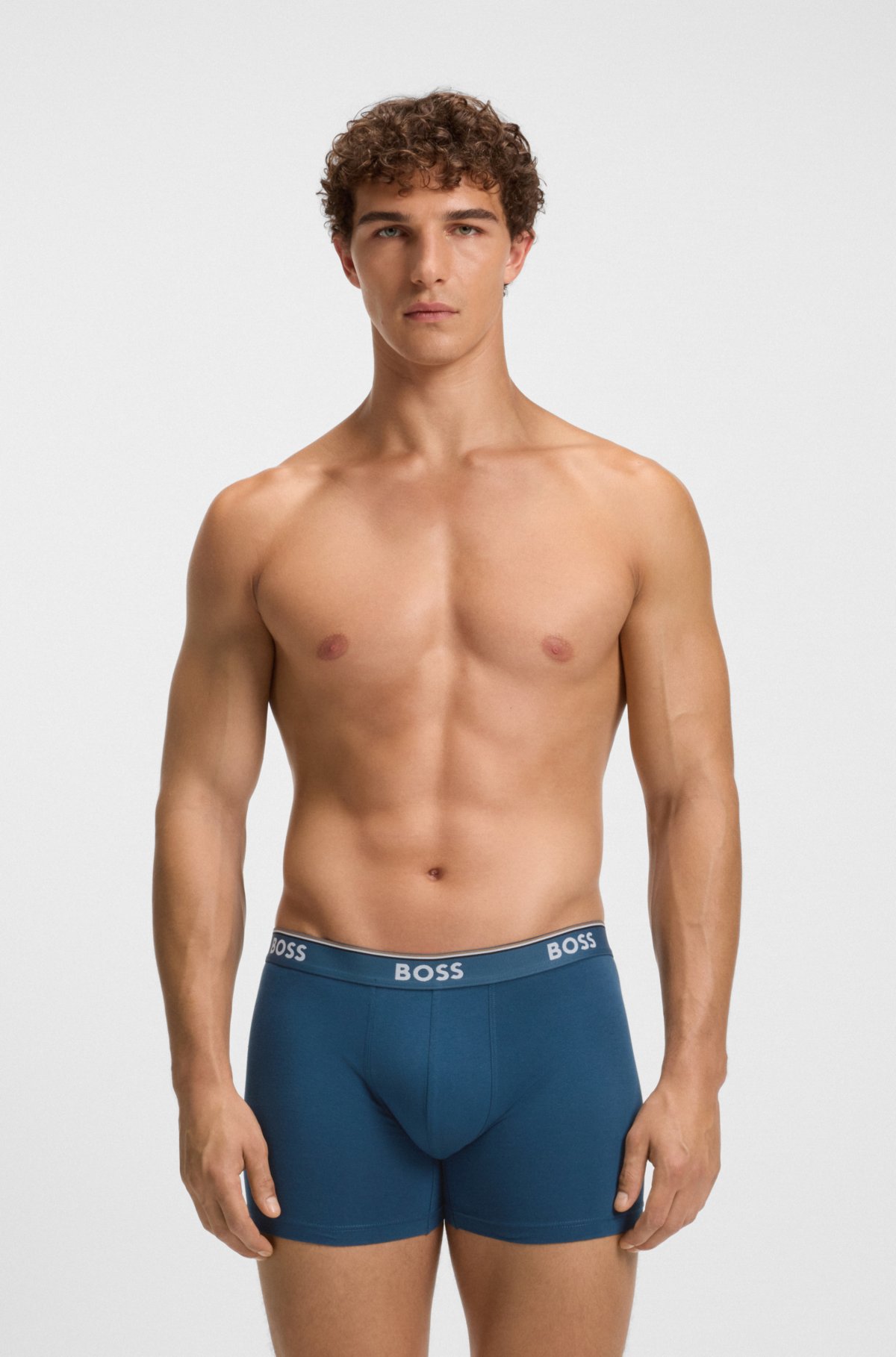 Juego de tres con boxer briefs de cintura con logotipo en algodón elástico