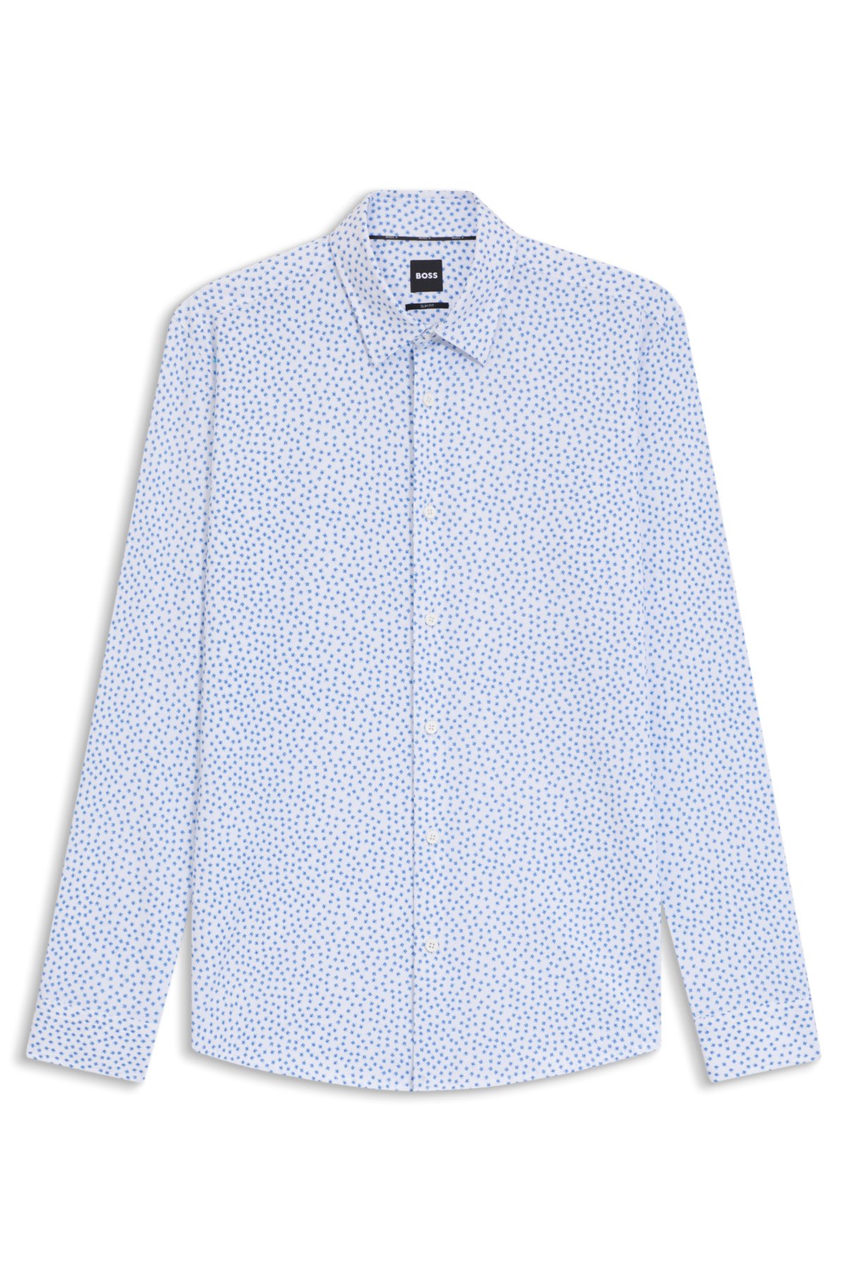 Camisa entallada estampada en mezcla de algodón