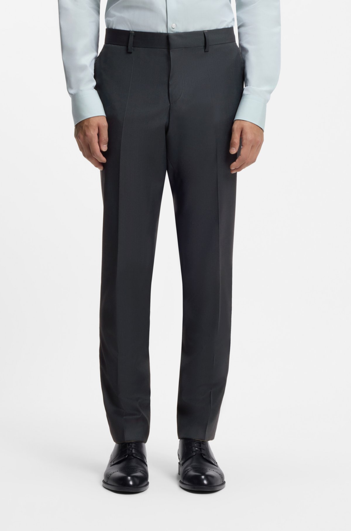 Pantalones entubados melange en mezcla de lana
