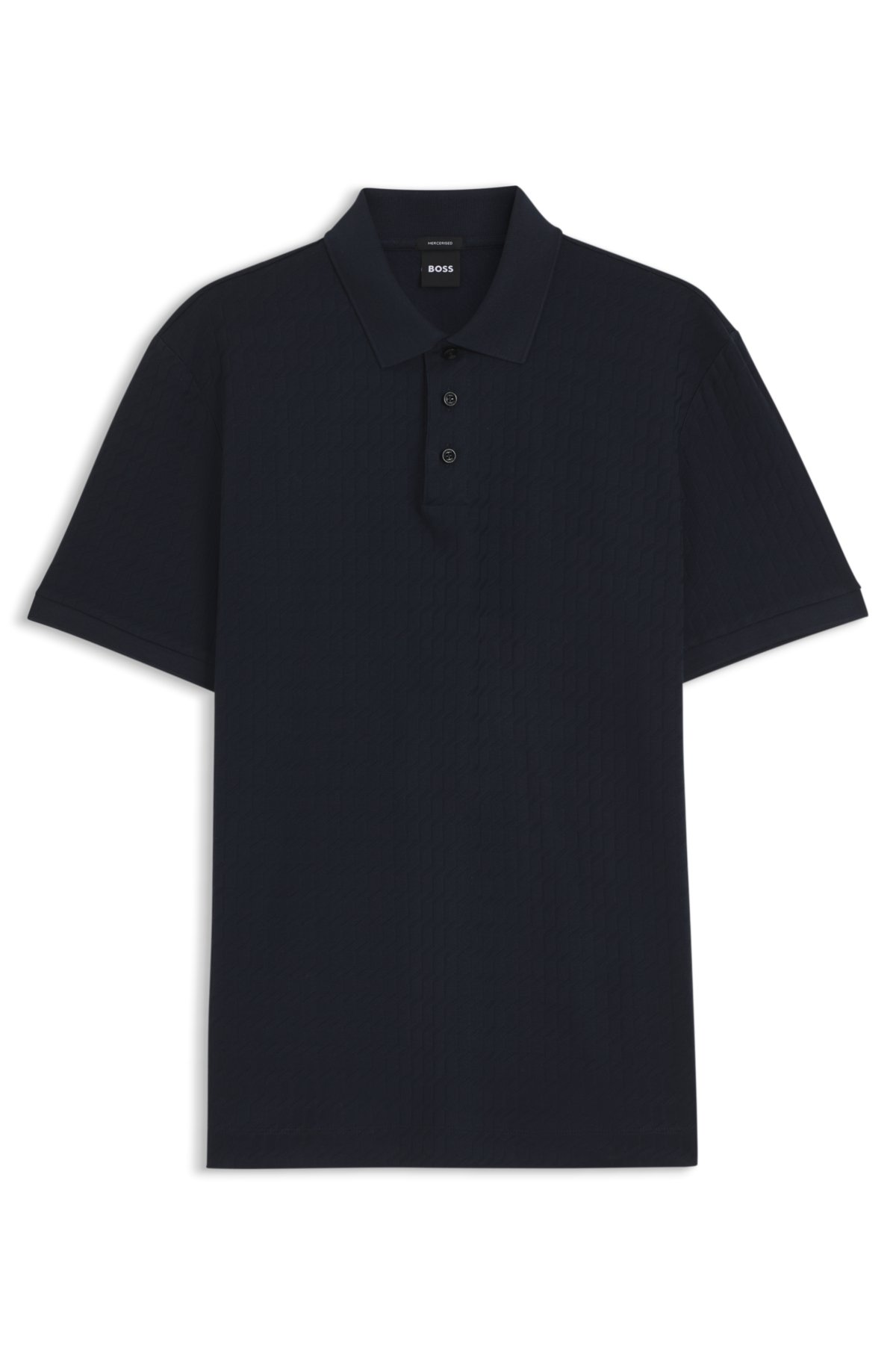 Camiseta polo geométrica de jacquard en algodón