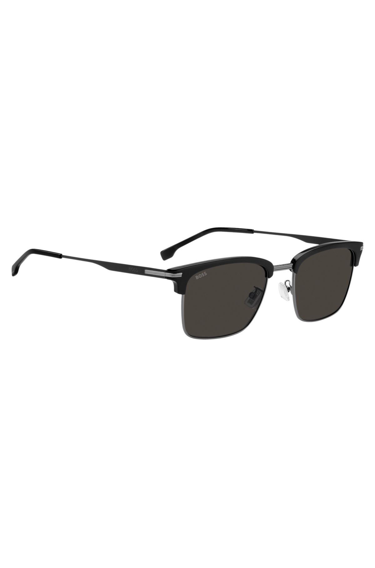 Gafas de sol de acetato negro con refuerzos de acero