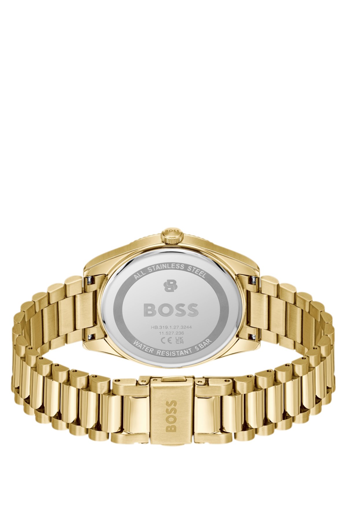 Reloj de tono dorado Cheswick con bisel acanalado