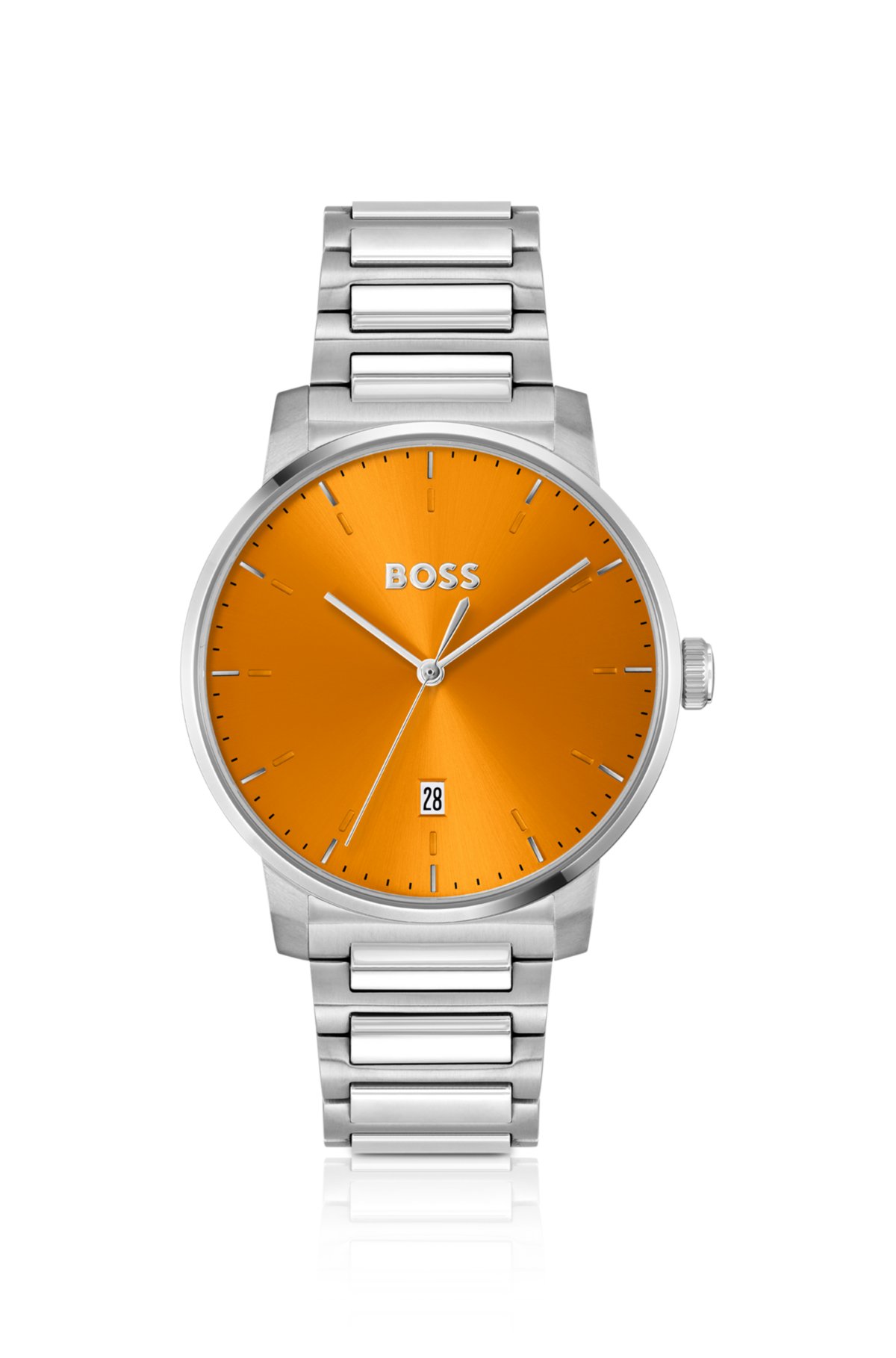 Reloj de pulsera H-link con esfera naranja cepillada