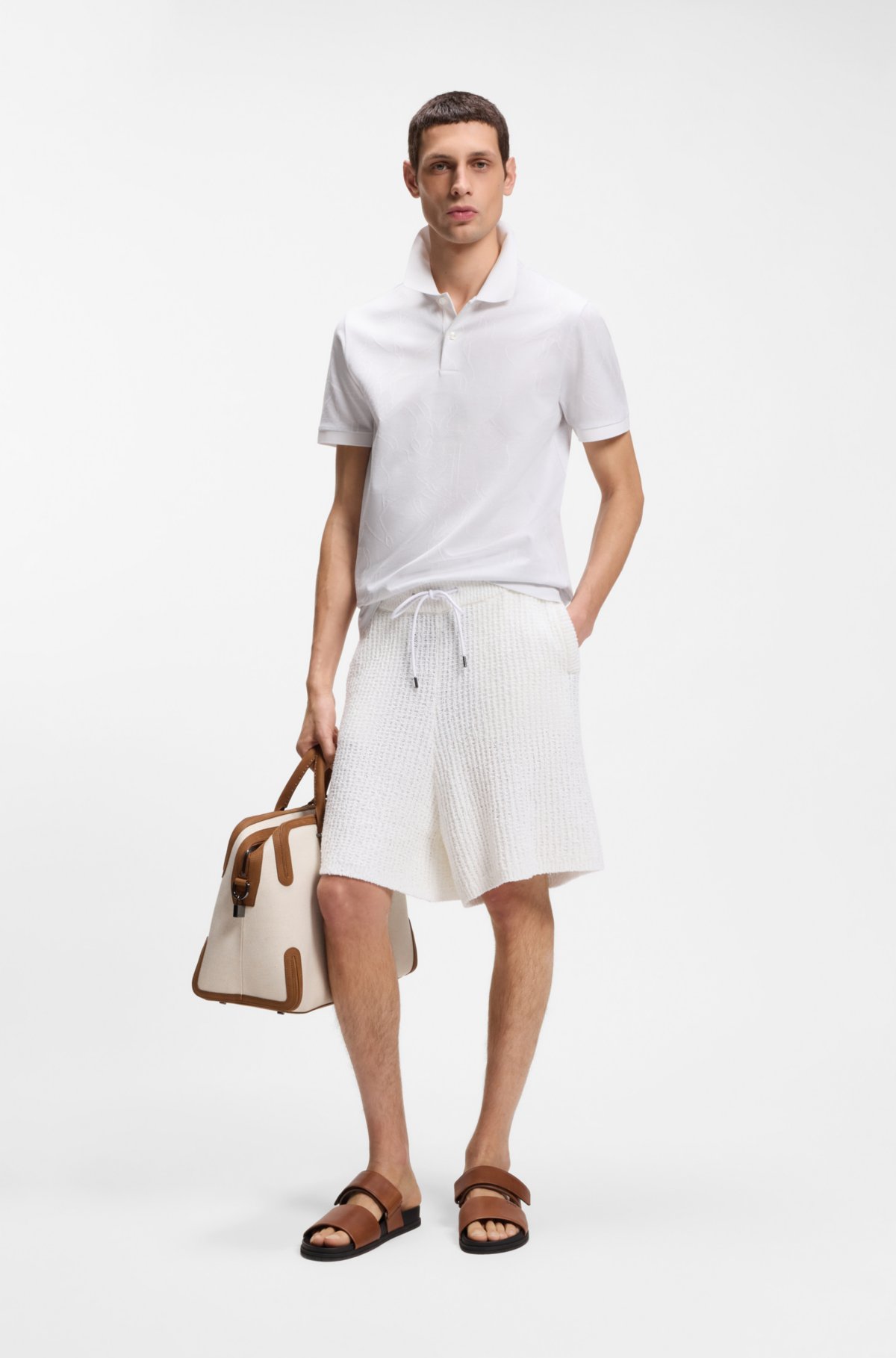 Camiseta polo con estampado jacquard en algodón