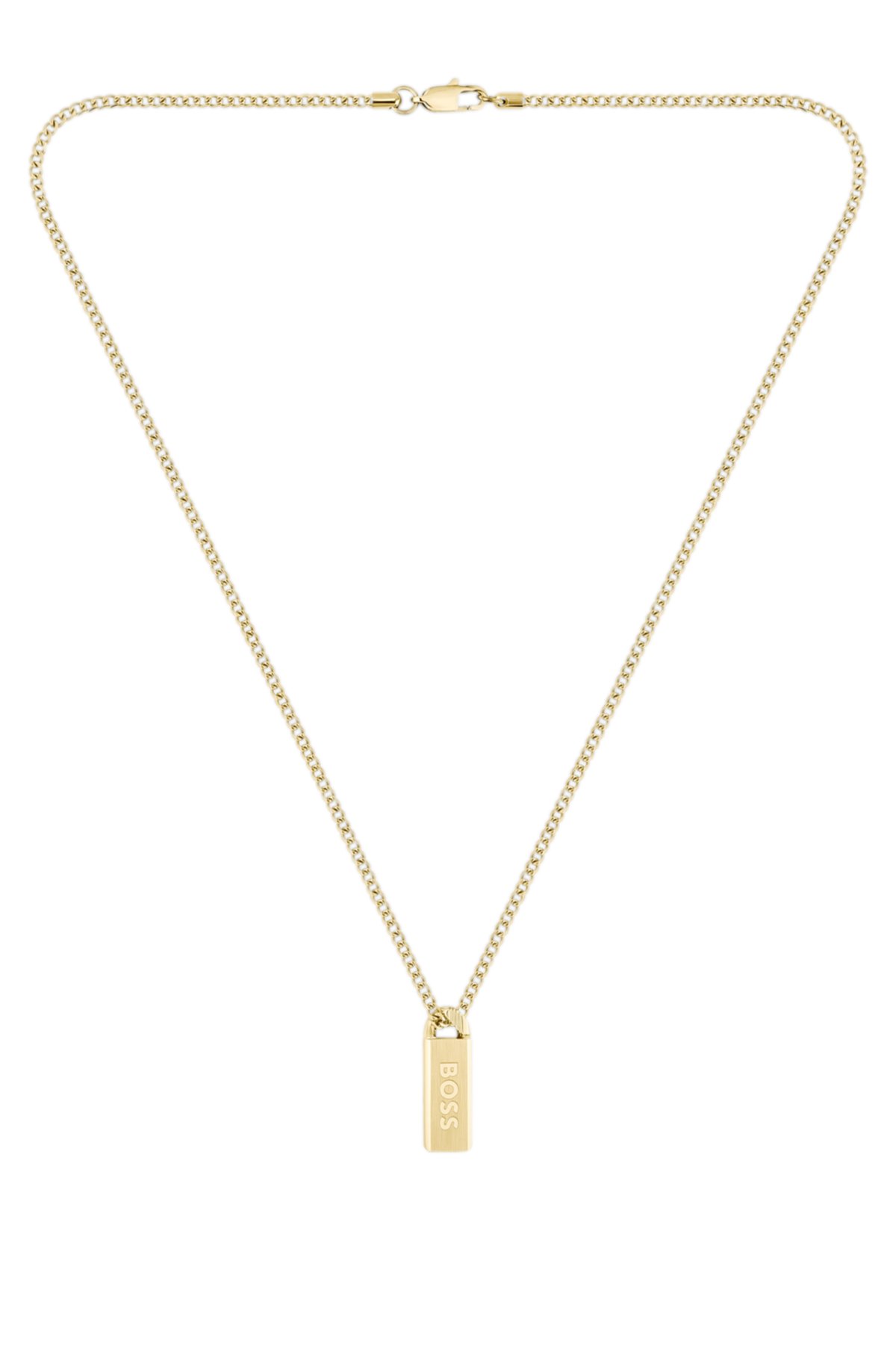 Collar de tono dorado con colgante de logotipo lleno de tinta