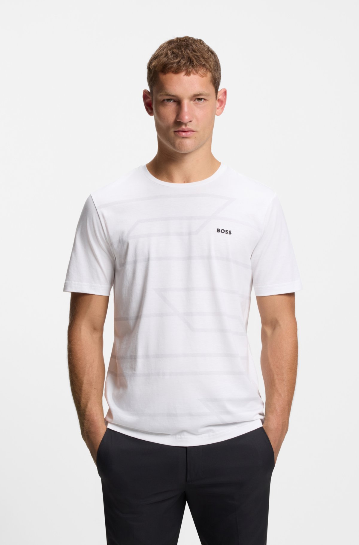 Camiseta de algodón jersey con estampado melange