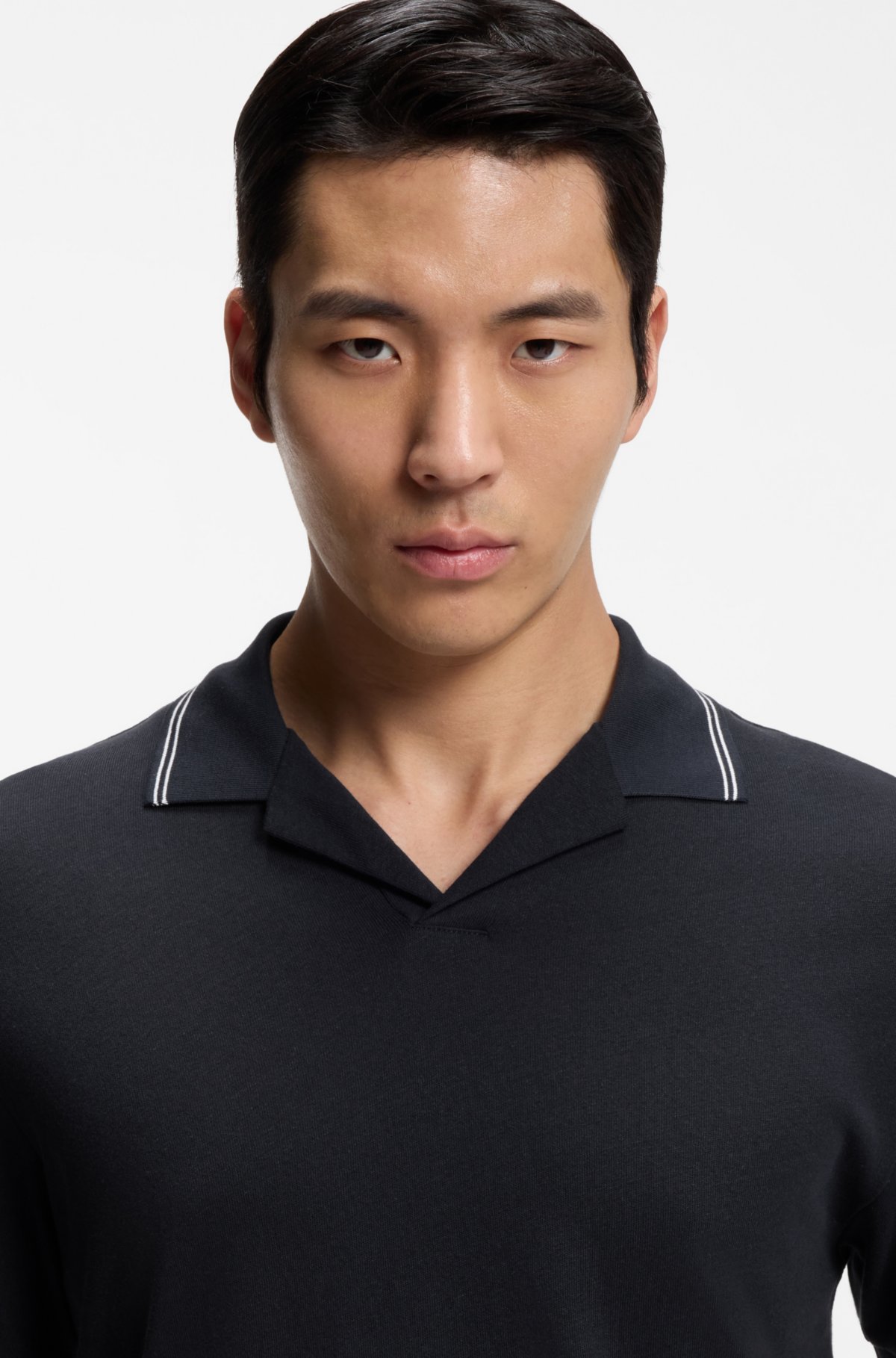 Camiseta polo Johnny con cuello en algodón y lino