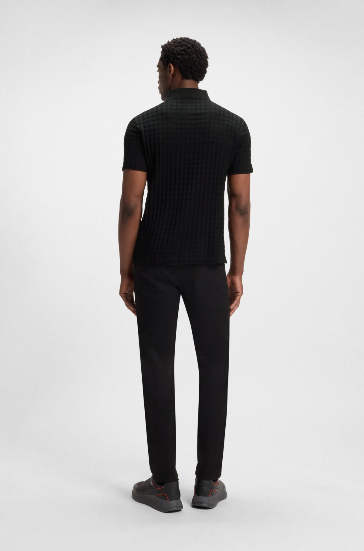 Camiseta de hombre Porsche x BOSS en algodón mercerizado con estampado de cuadros