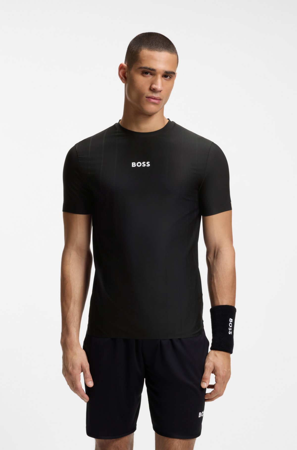 Camiseta ajustada de jacquard con estampado de logotipo