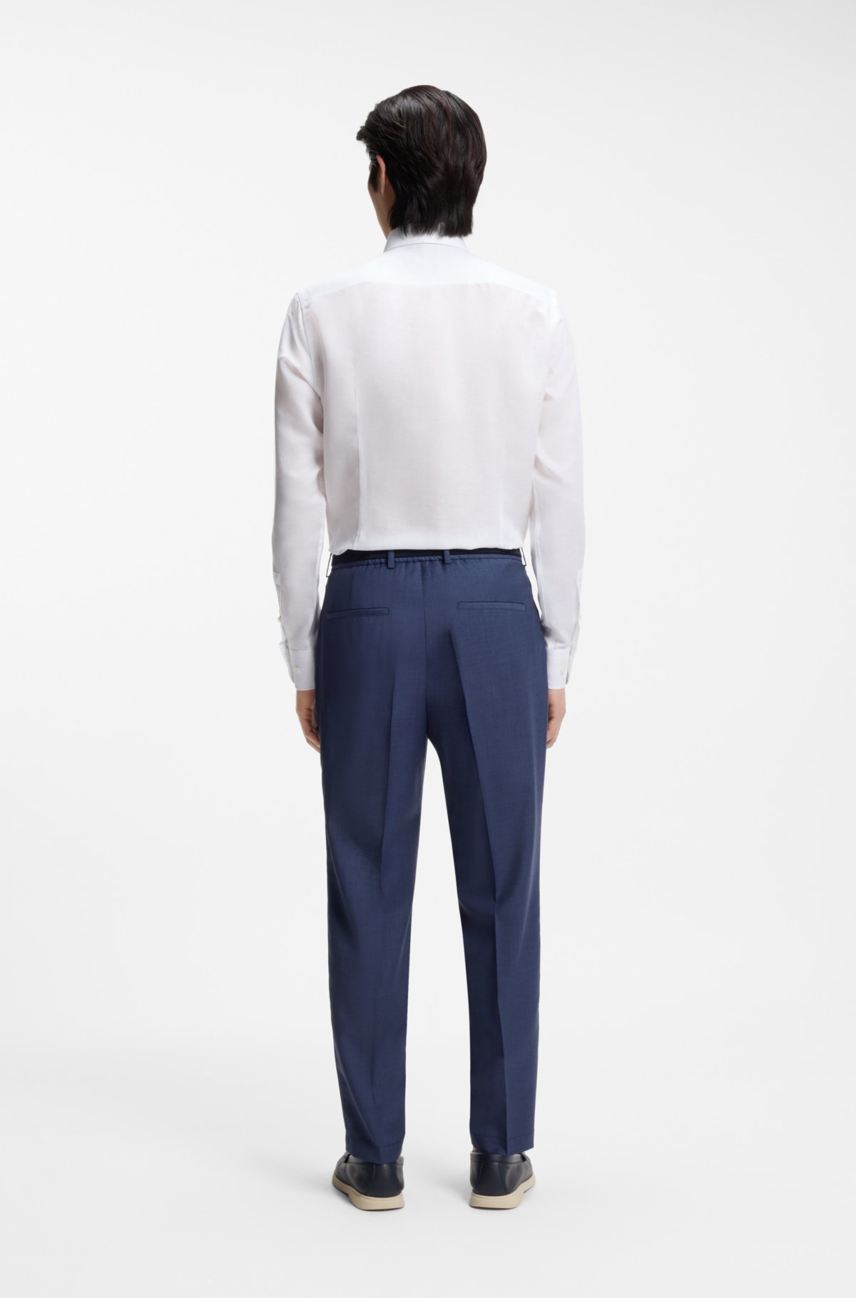 Camisa ajustada de mezcla de lino en tejido twill