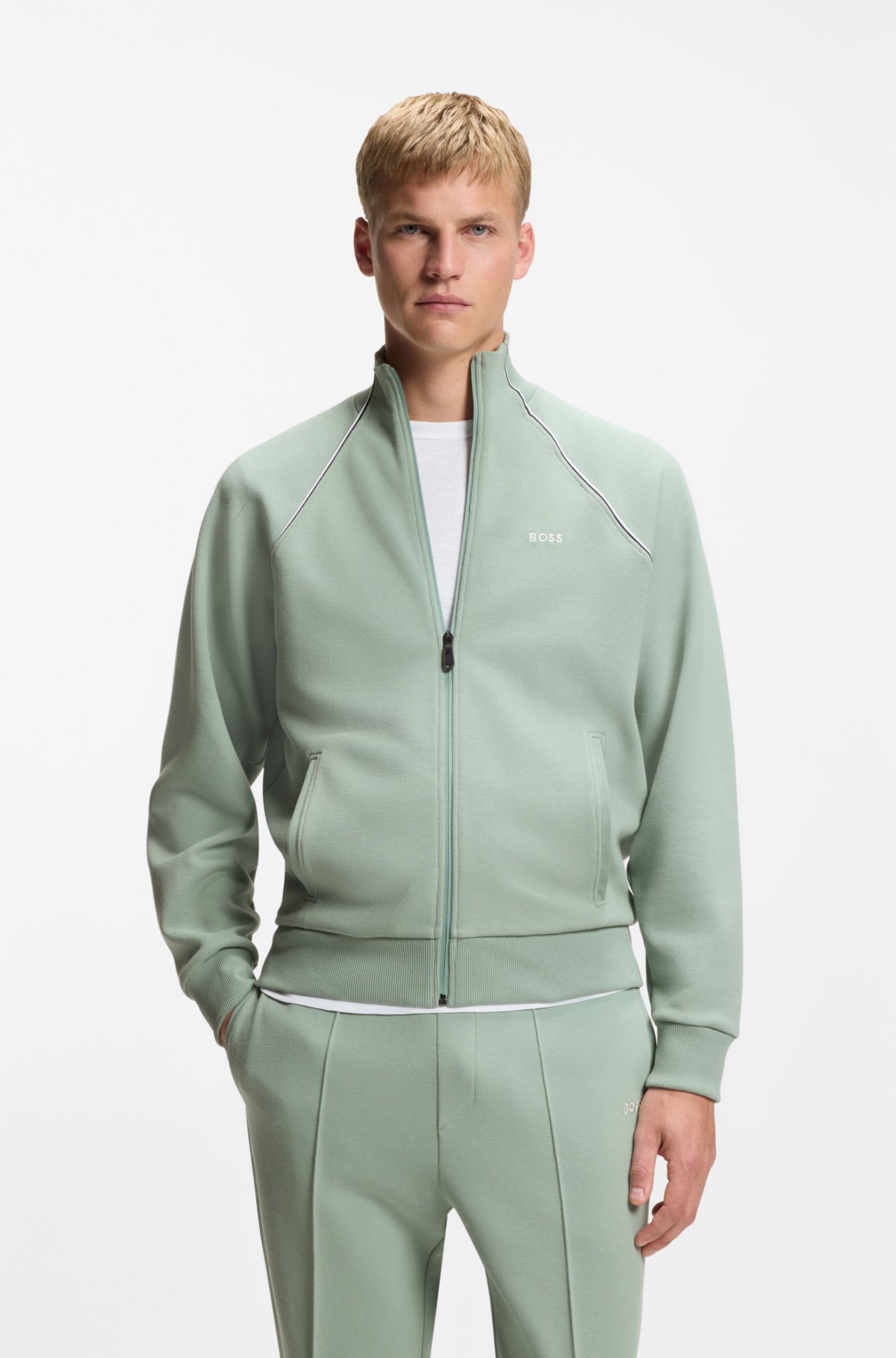 Sudadera con detalles de contraste en mezcla de algodón