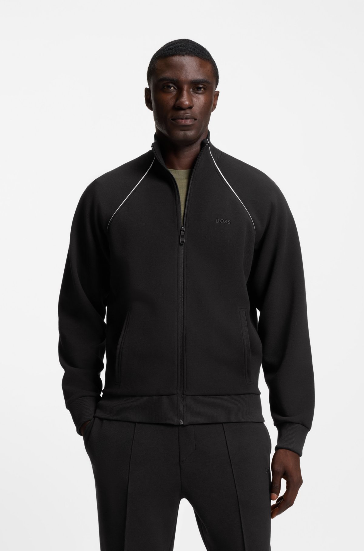 Sudadera con detalles de contraste en mezcla de algodón