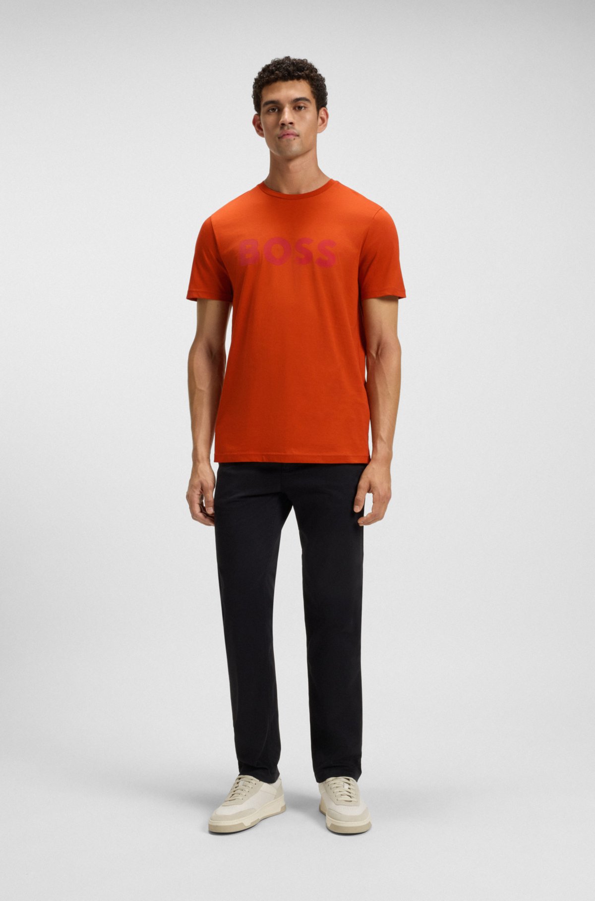 Camiseta de algodón con estampado grande de logo