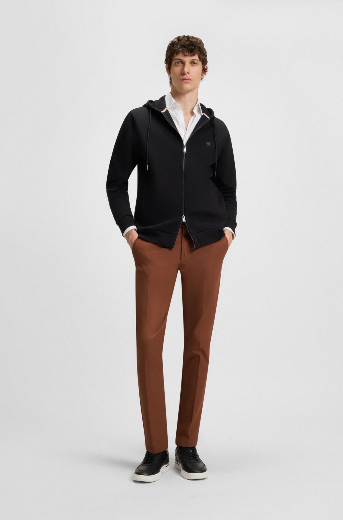 Pantalones ajustados de mezcla de algodón elástico