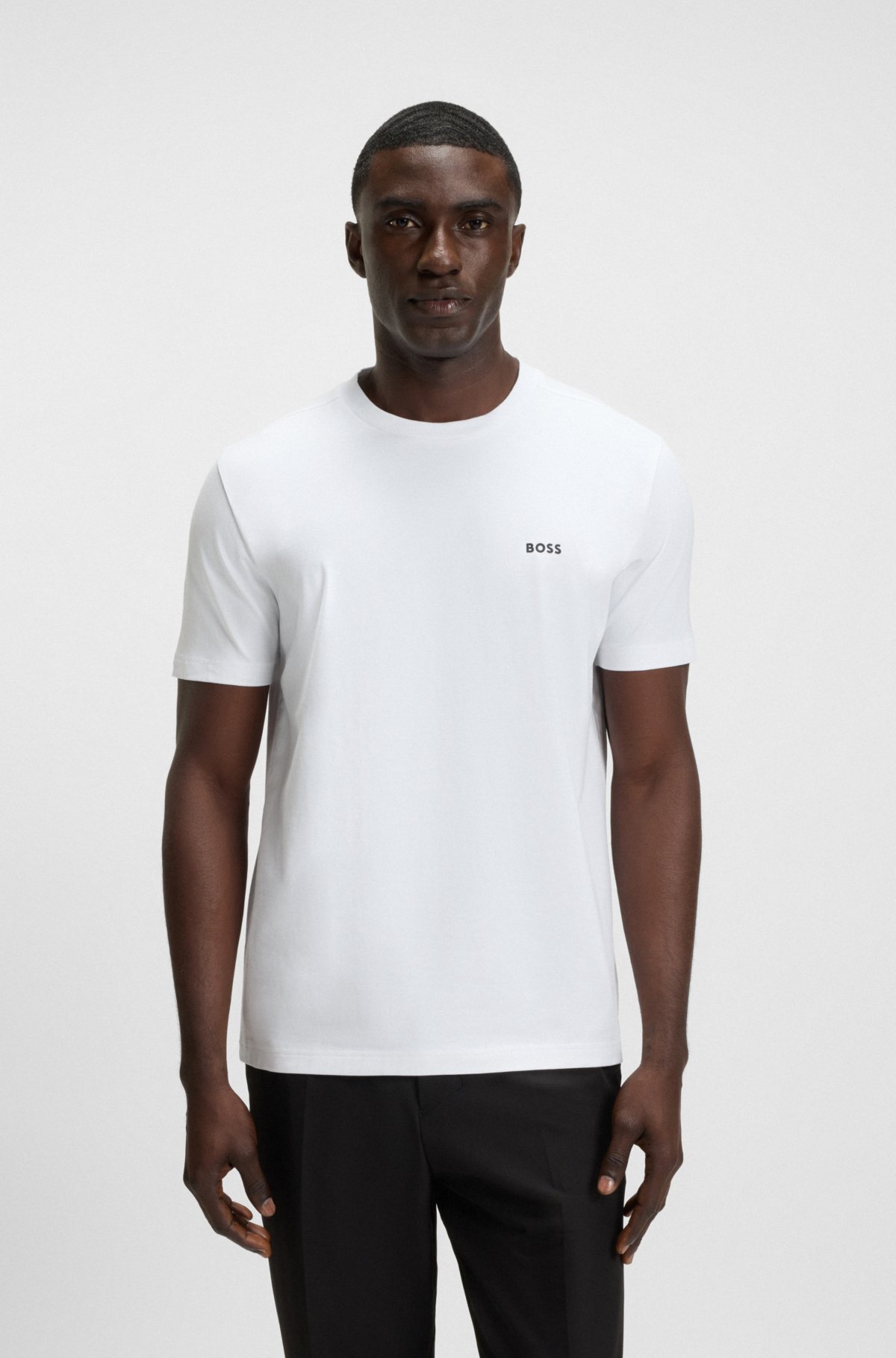Camiseta de algodón elástico con detalle de logo