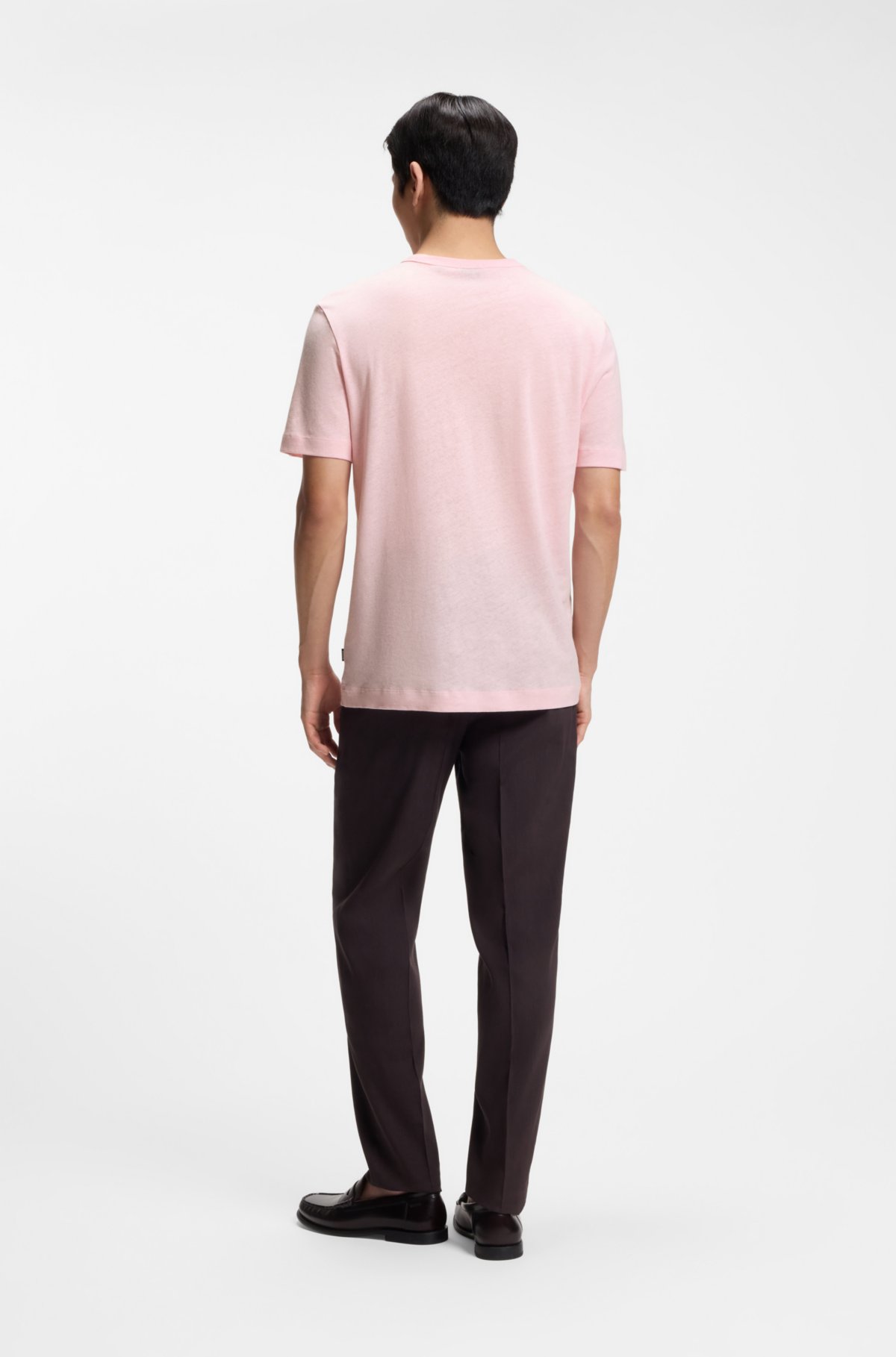 Camiseta de algodón y lino con corte recto
