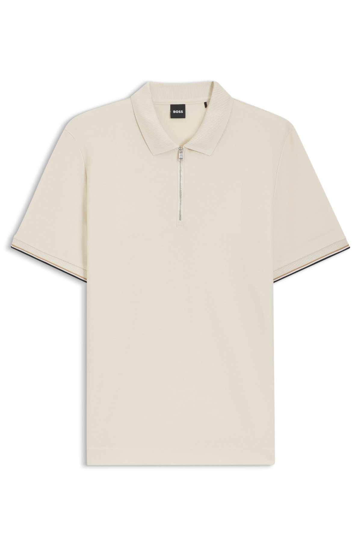 Camiseta de piqué de algodón con cuello con cremallera
