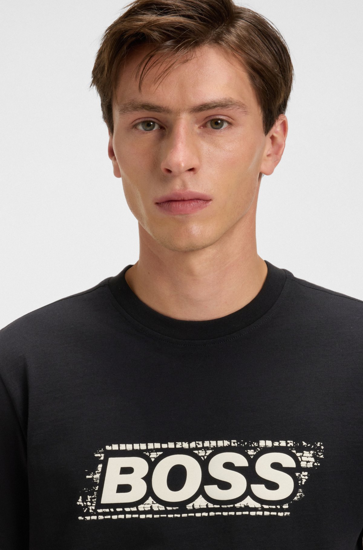 Camiseta de algodón jersey con estampado de logotipo