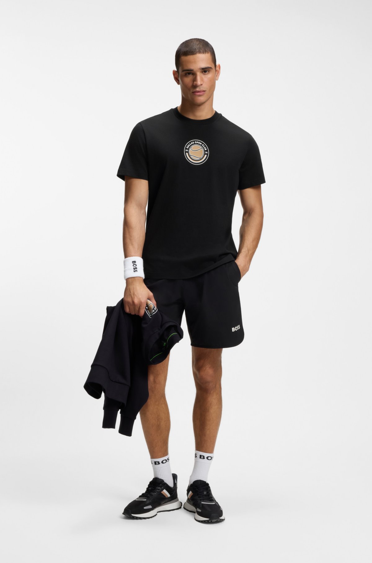 Camiseta holgada de algodón con arte de tenis