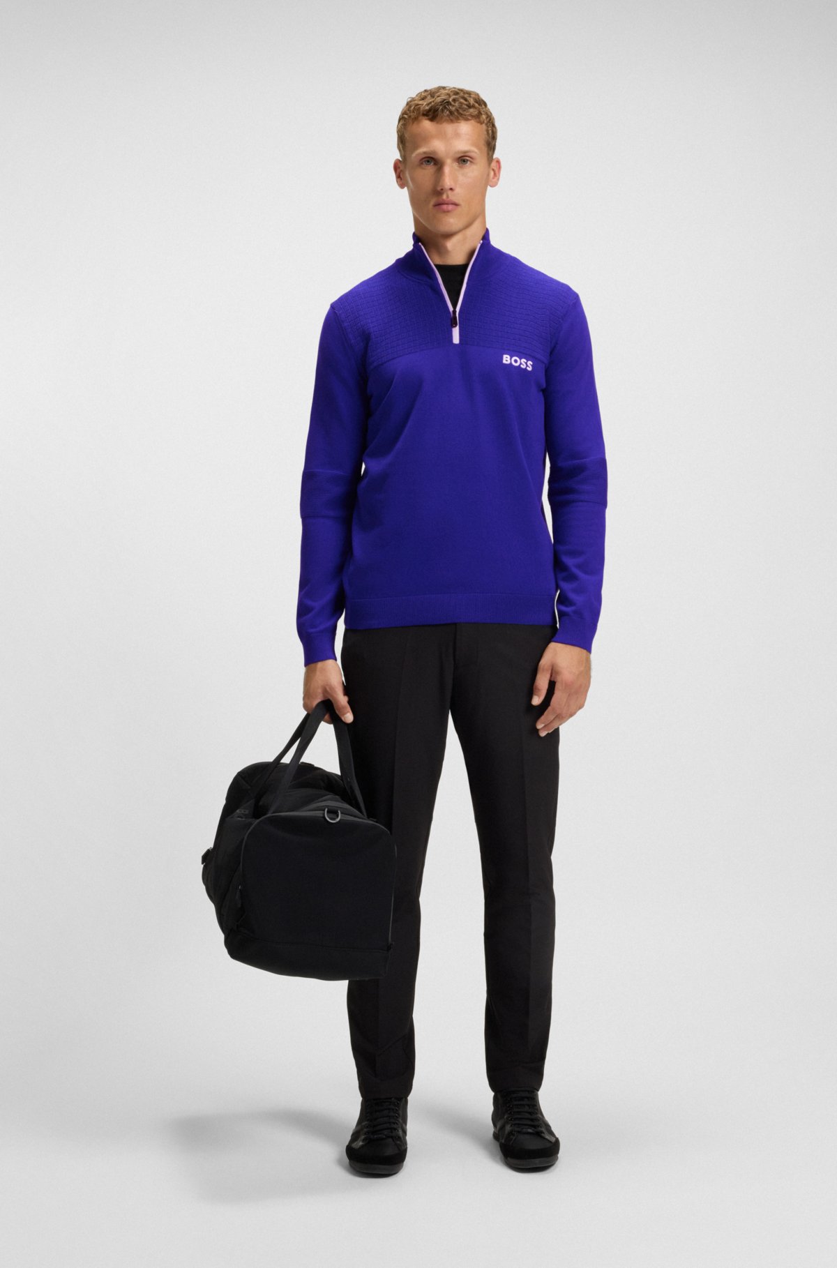 Sudadera con cuello de cremallera resistente al agua en mezcla de algodón