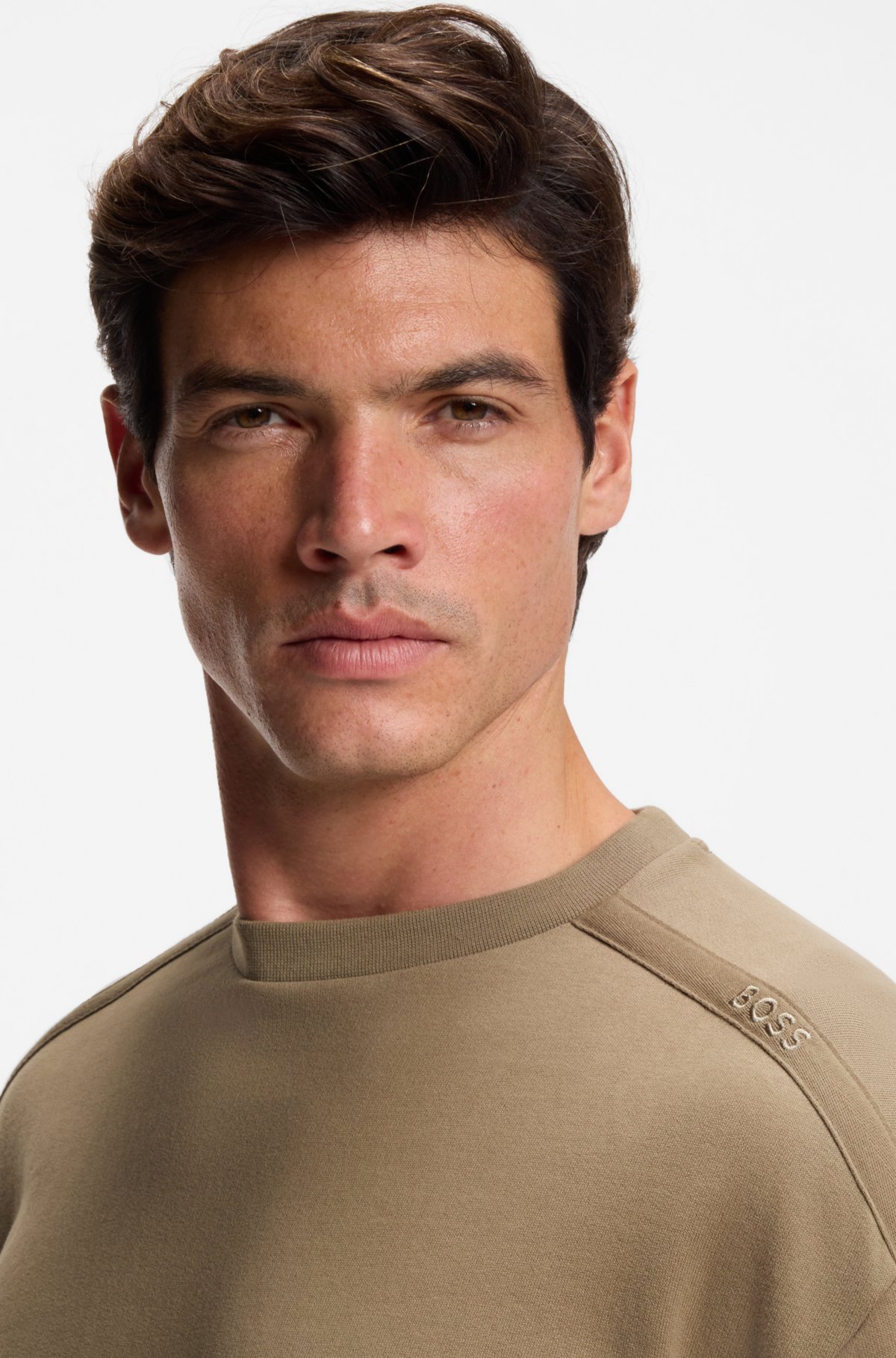 Sudadera con logo en el hombro de terciopelo de algodón