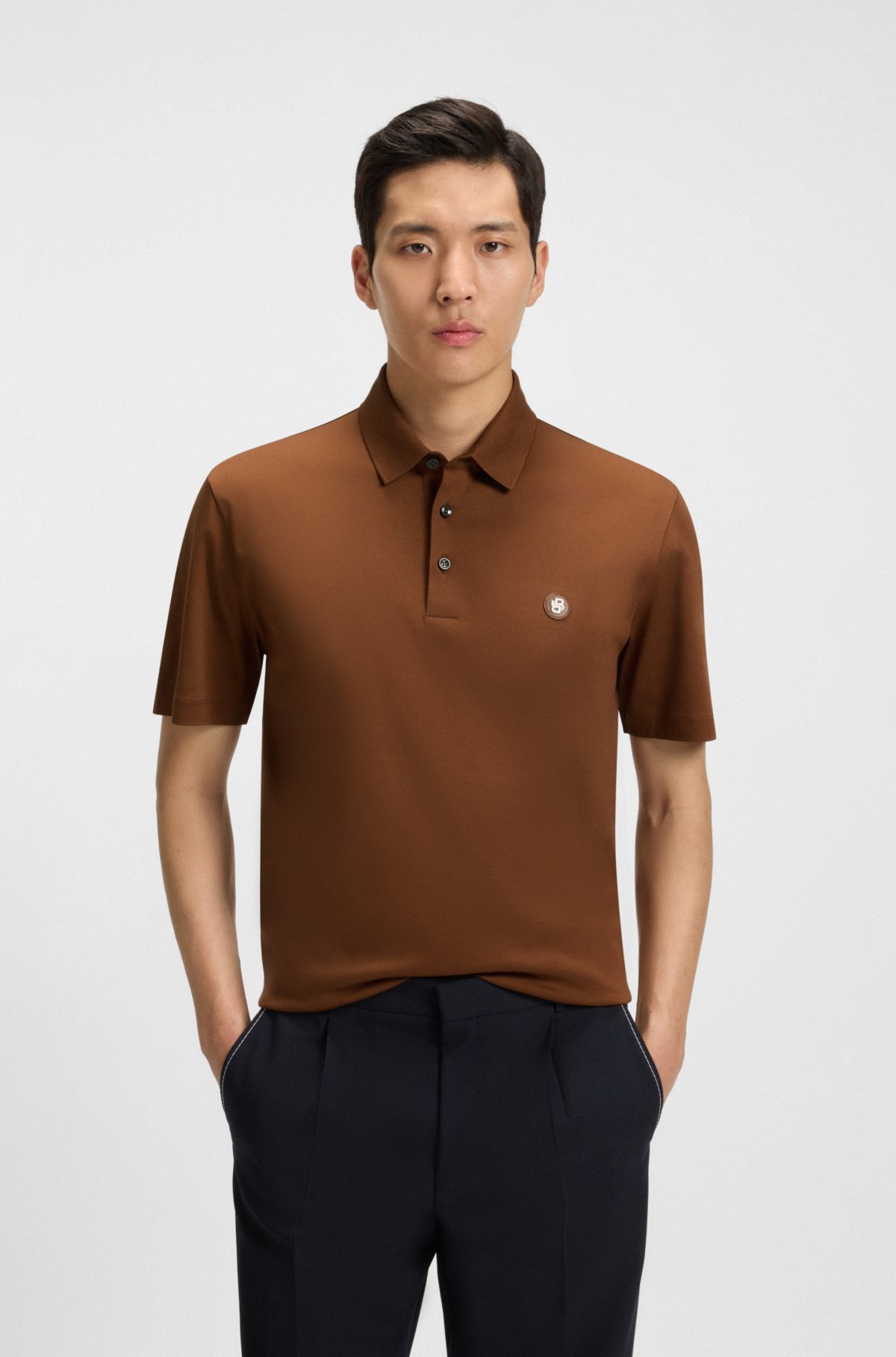 Camiseta polo con doble monograma en algodón mercerizado